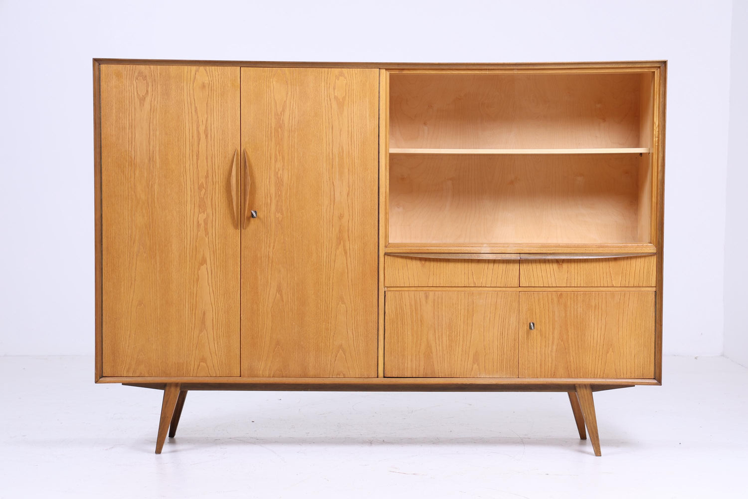 Stilvolles Vintage Highboard 60er Jahre | Mid Century Wohnzimmer Schrankwand Bücherschrank