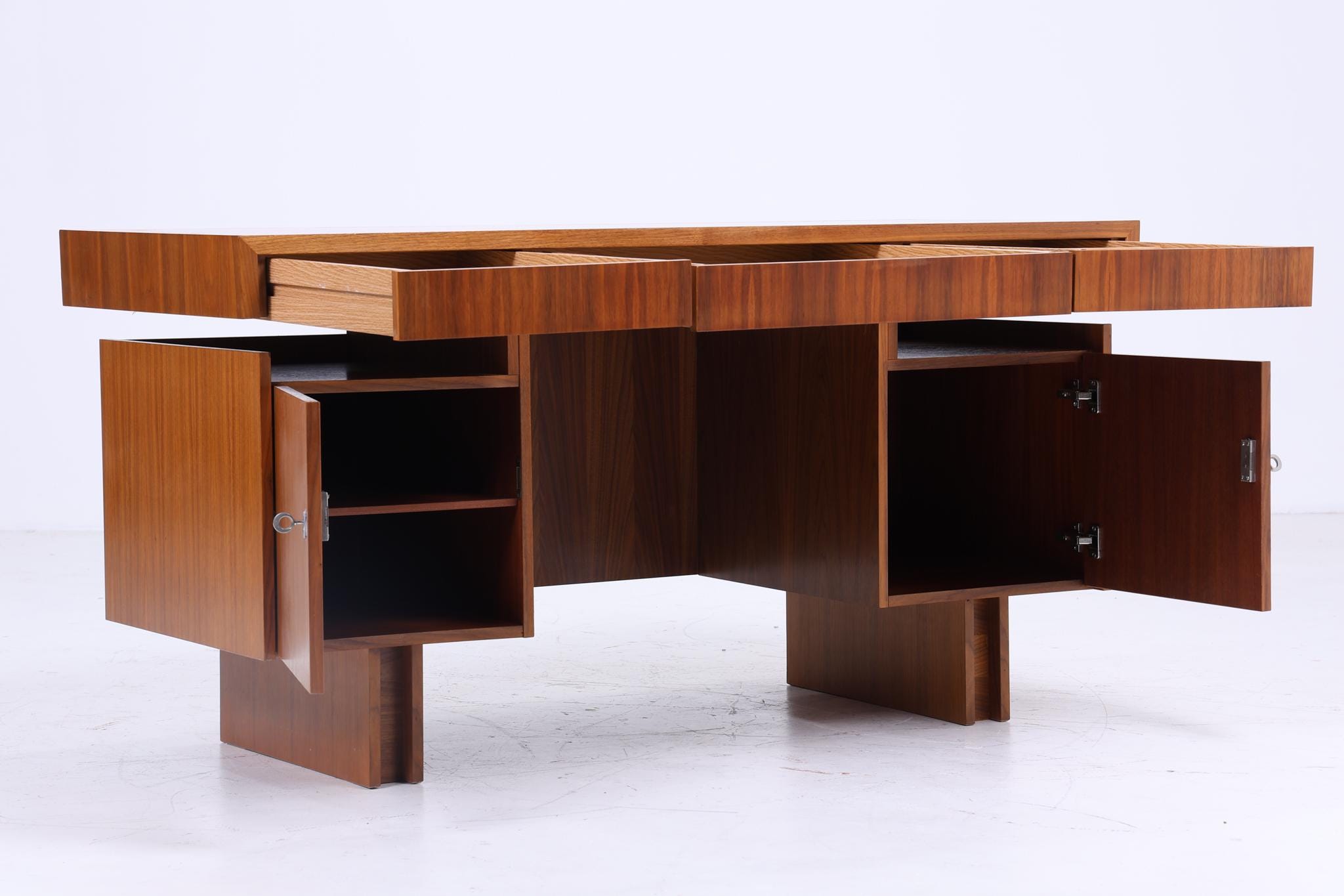 Vintage Schreibtisch 60er Jahre | Mid Century Arbeitstisch Bürotisch Schwebetisch Frei Tisch Retro Holz Design