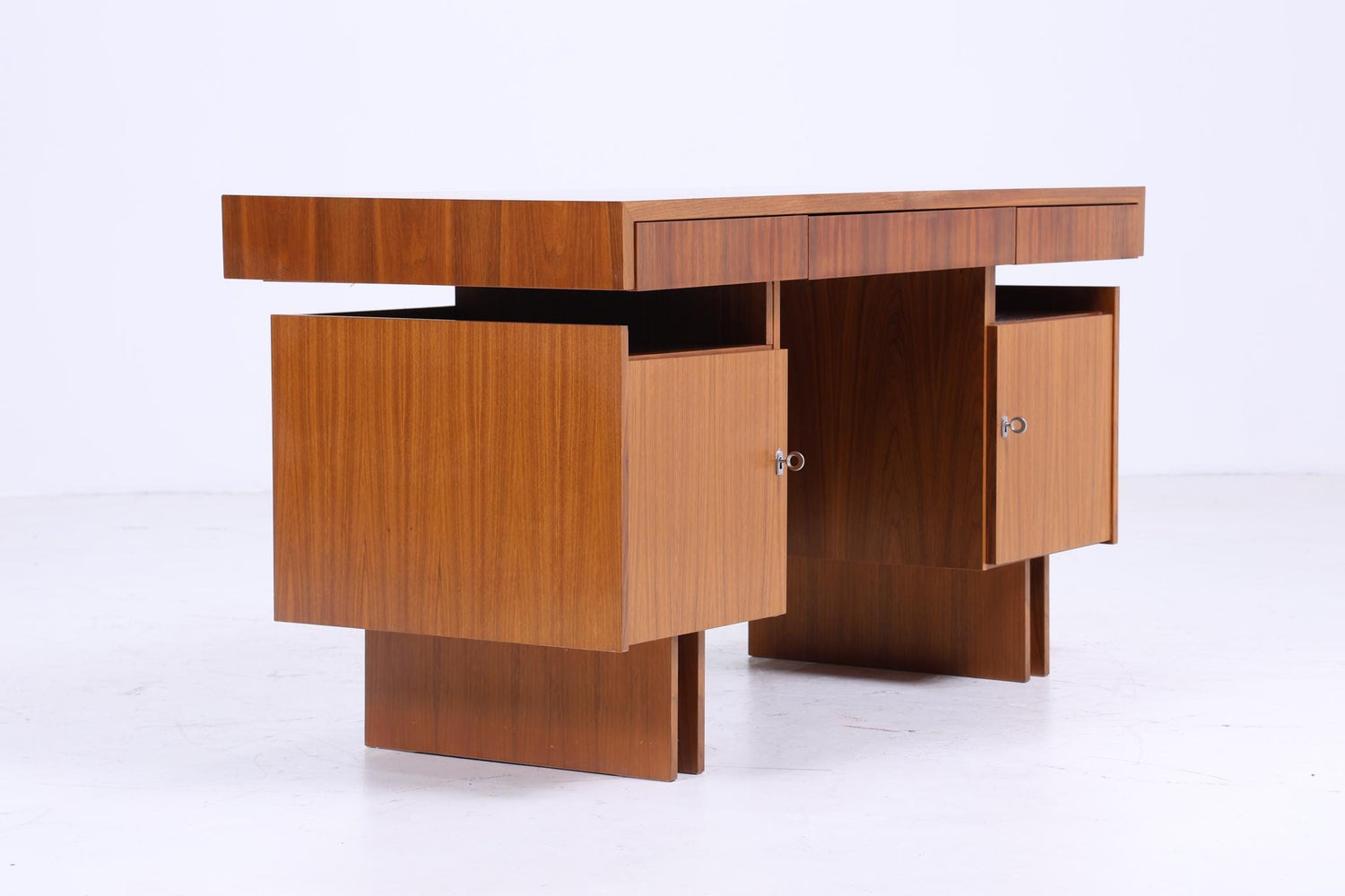 Vintage Schreibtisch 60er Jahre | Mid Century Arbeitstisch Bürotisch Schwebetisch Frei Tisch Retro Holz Design