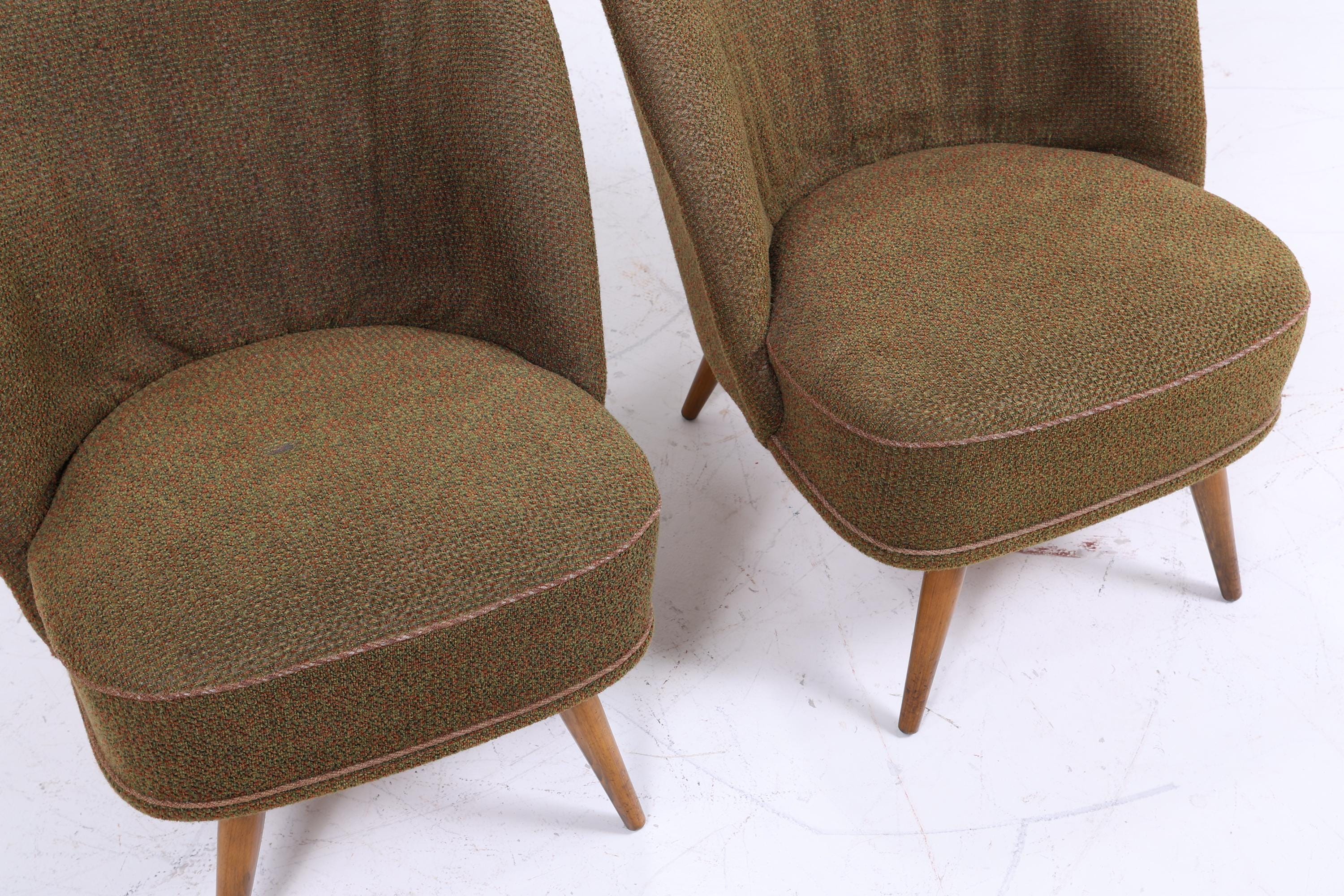 2 Vintage Cocktail Sessel 60er Jahre | Mid Century Lounge Chair Sessel Grün Retro 70er