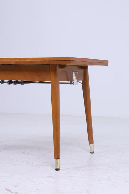 Vintage Kurbeltisch 60er Jahre | Mid Century ausziehbarer Esstisch Couchtisch Tisch Retro 70er Wohnzimmertisch Holz