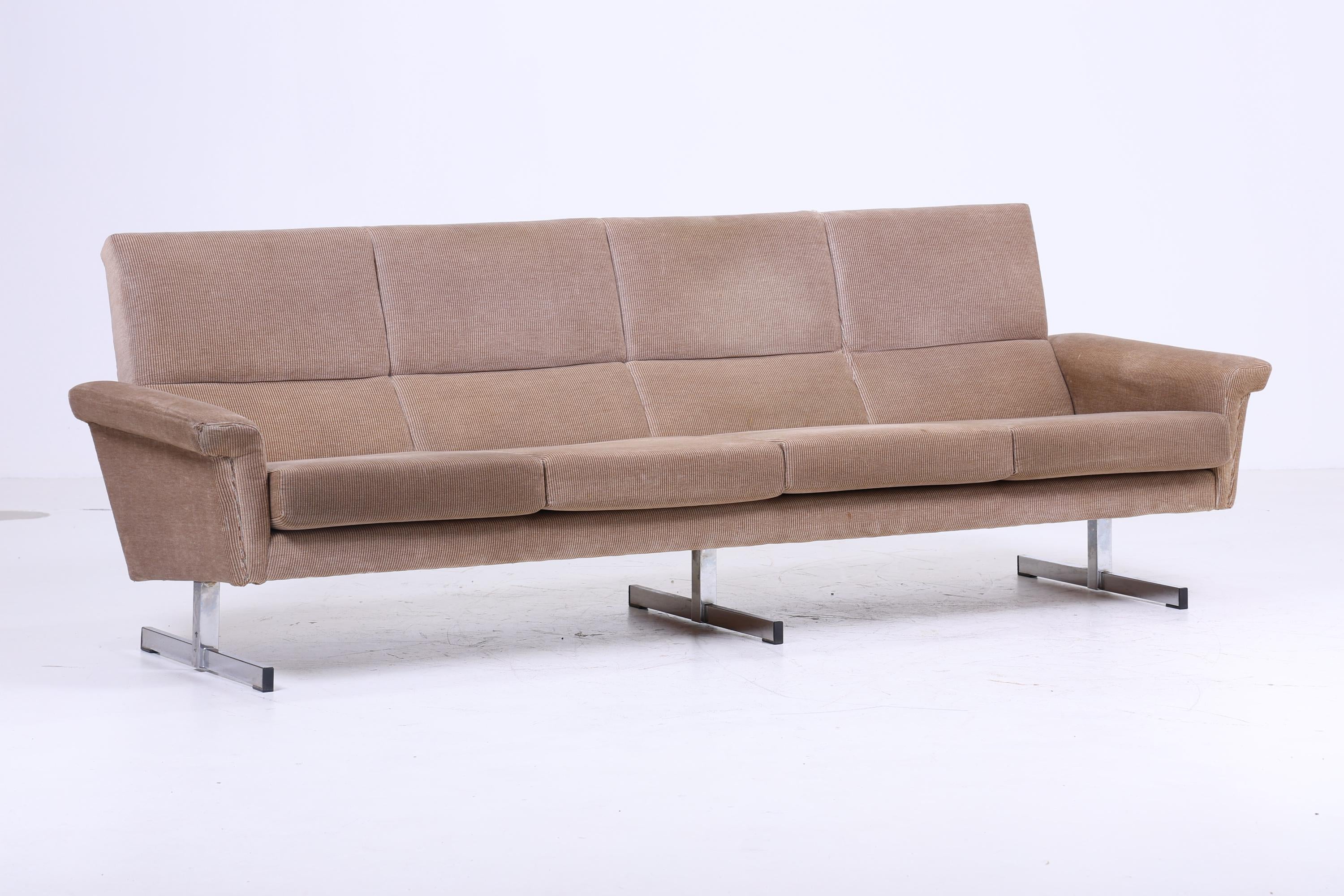 Vintage Stoff Sofa 60er Jahre | Mid Century Couch Lounge Retro 4 Sitzer