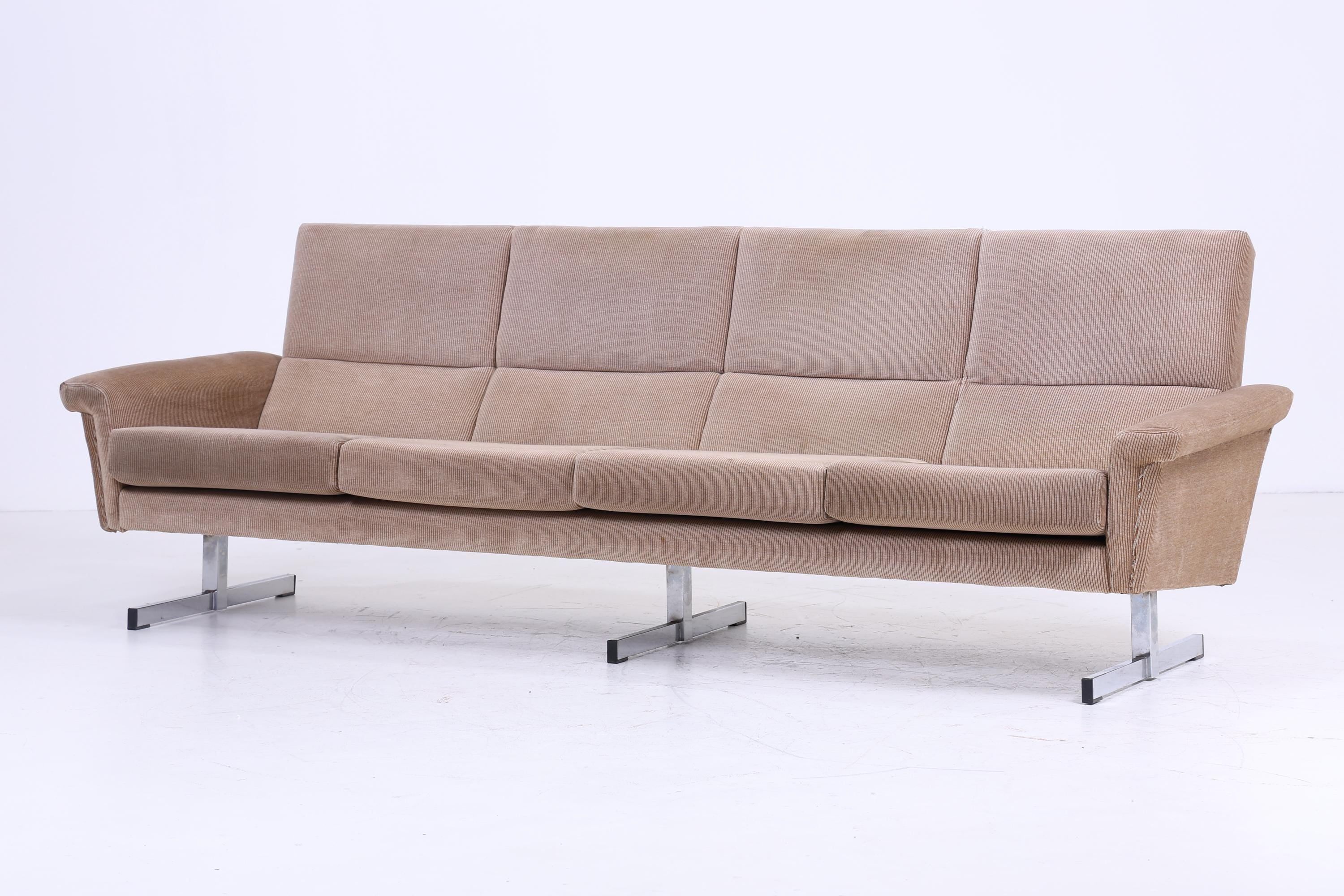 Vintage Stoff Sofa 60er Jahre | Mid Century Couch Lounge Retro 4 Sitzer