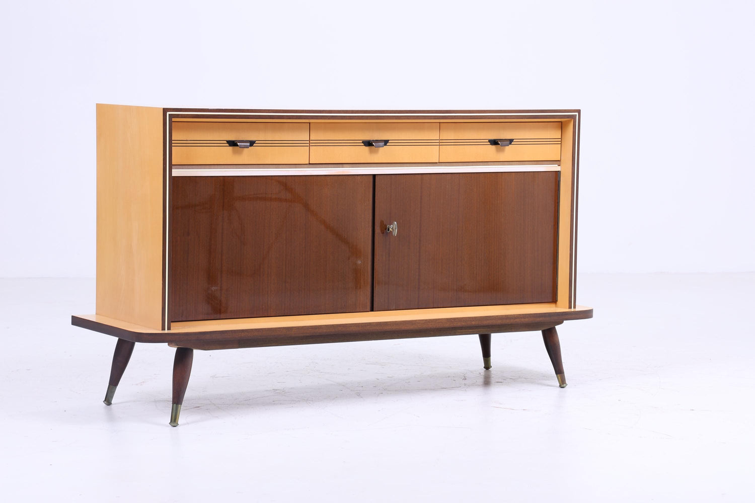 Zeitlose Vintage Kommode 60er | Mid Century  Hochglanz Schrank Vintage Flur Aufbewahrung