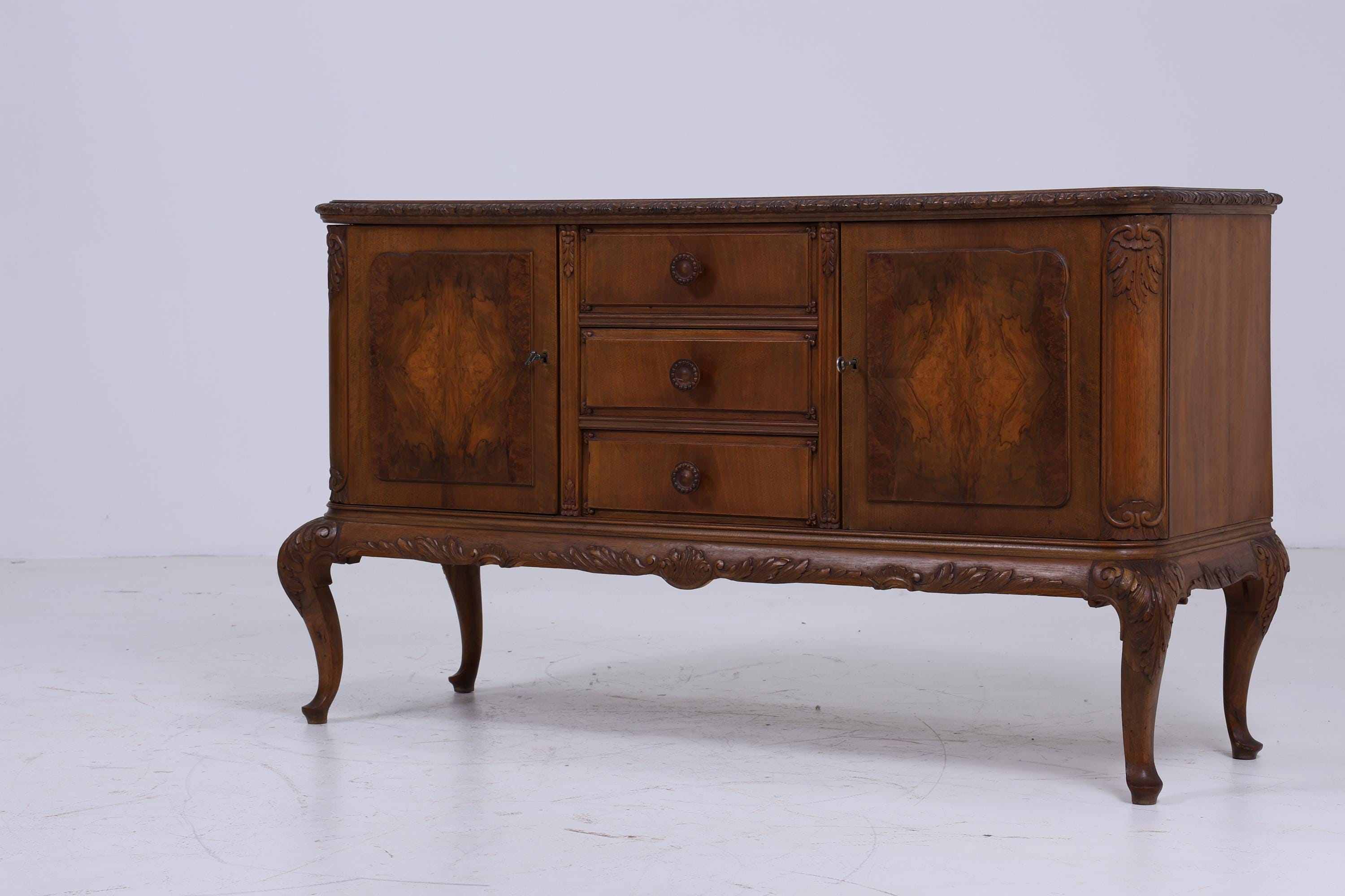 Wirkungsvolles Chippendale Sideboard | Vintage Schubladen Anrichte Holz Antik Buffet Englisch Aufbewahrung