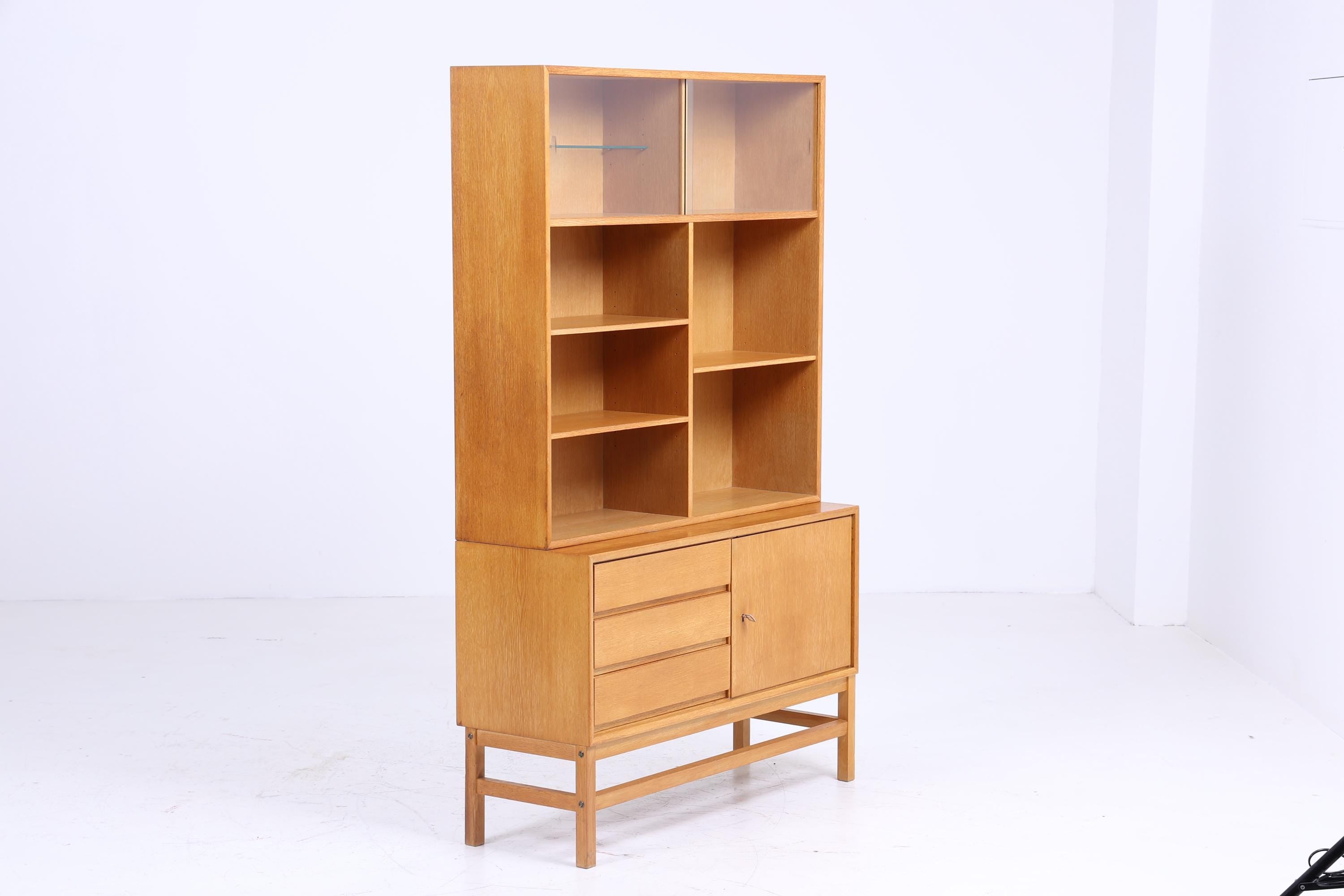 Vintage Eiche Regal 60er Jahre | Mid Century Bücherregal Kommode Retro Holz Aufbewahrung