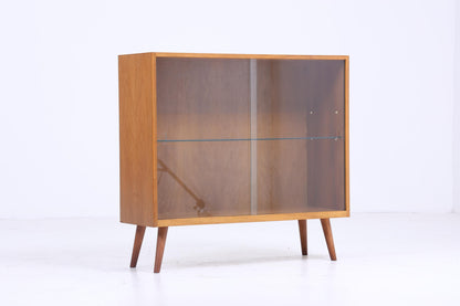 Vintage Glas Kommode 60er Jahre | Mid Century Vitrine Flur Schrank | Retro Holz Aufbewahrung