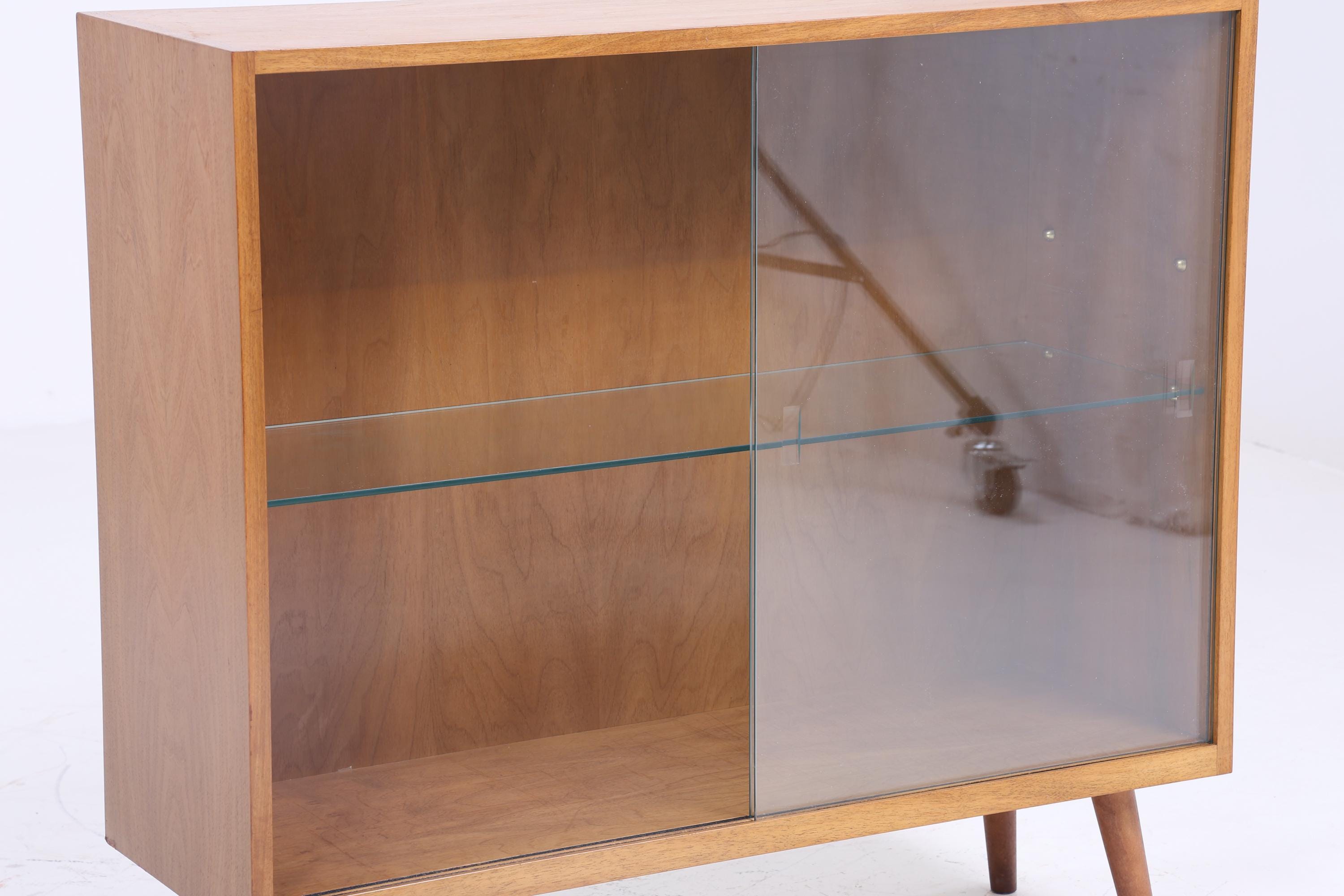 Vintage Glas Kommode 60er Jahre | Mid Century Vitrine Flur Schrank | Retro Holz Aufbewahrung