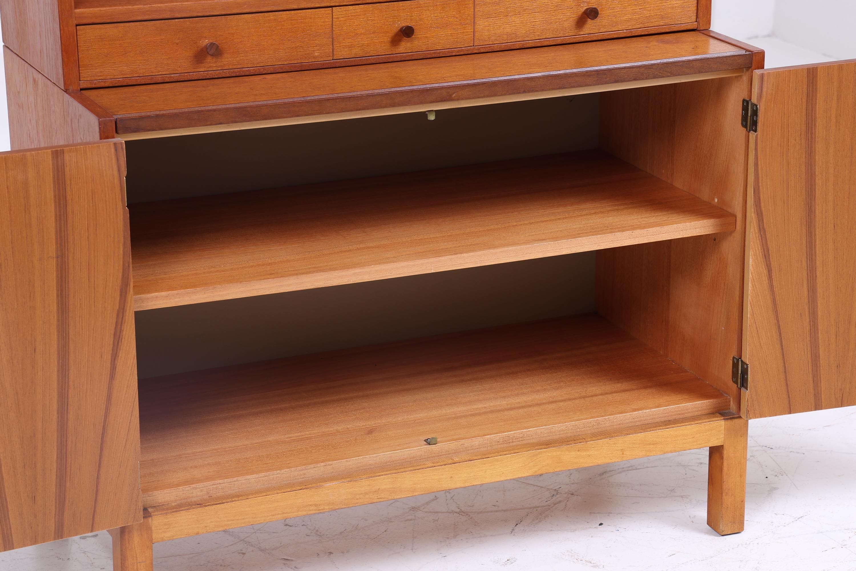 Vintage Teak Regal 60er Jahre | Mid Century Bücherregal Schreibtisch Sekretär Retro Holz Aufbewahrung