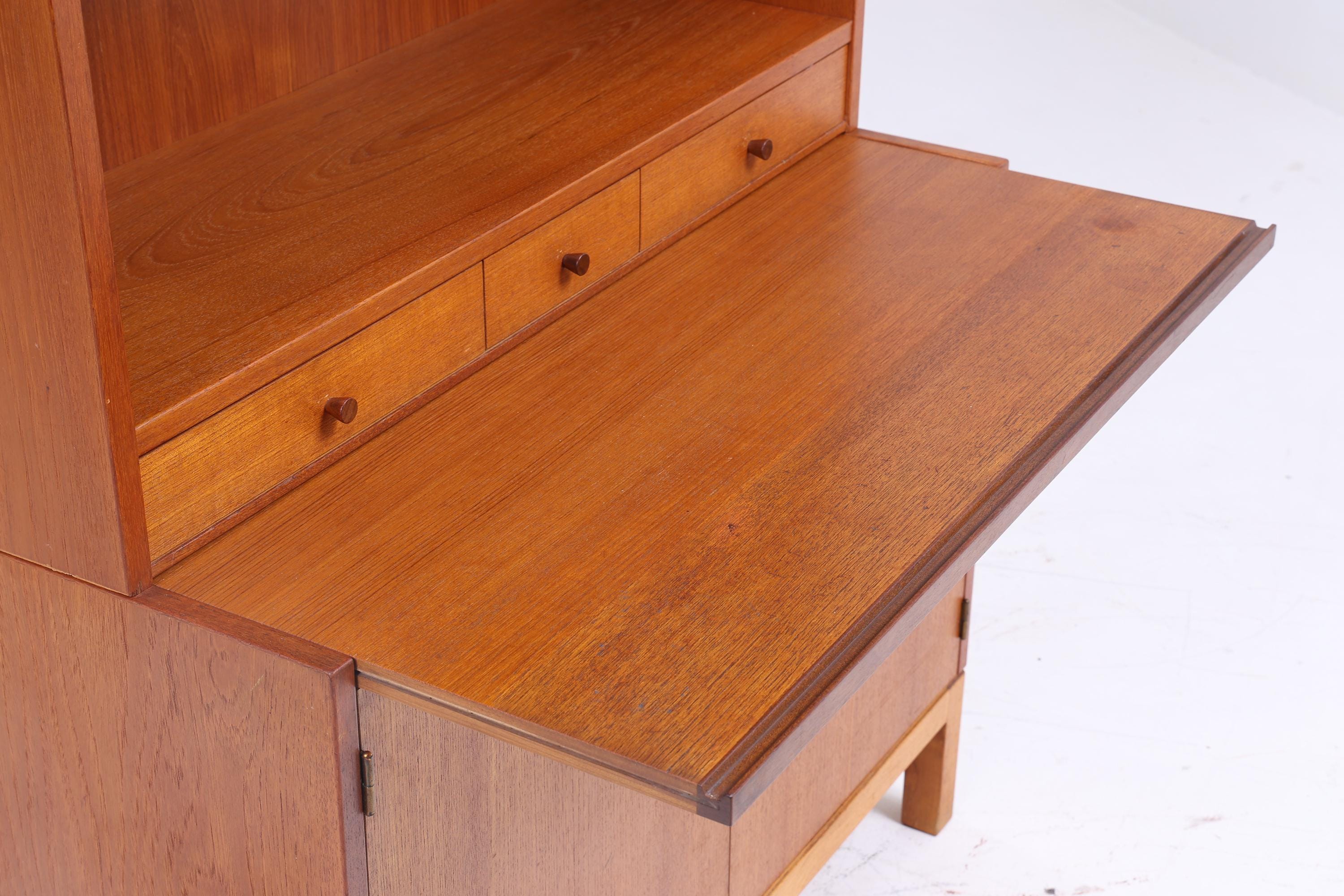 Vintage Teak Regal 60er Jahre | Mid Century Bücherregal Schreibtisch Sekretär Retro Holz Aufbewahrung