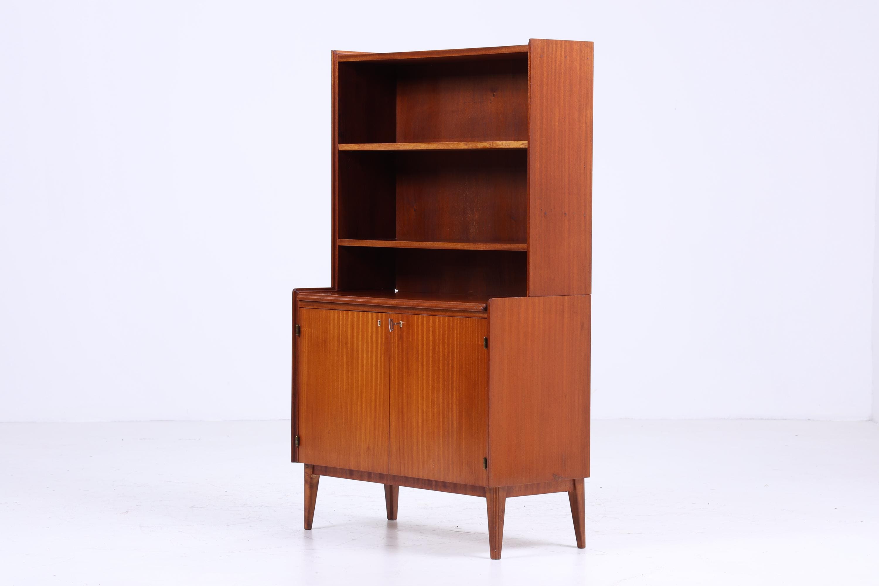 Vintage Regal 60er Jahre | Mid Century Mahagoni Bücherregal Schreibtisch Sekretär Retro Holz Aufbewahrung