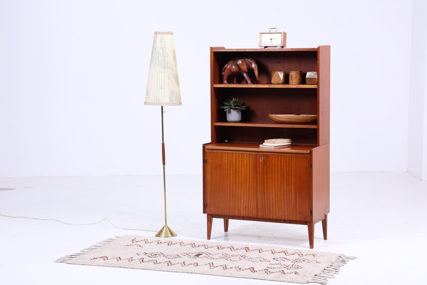 Vintage Regal 60er Jahre | Mid Century Mahagoni Bücherregal Schreibtisch Sekretär Retro Holz Aufbewahrung