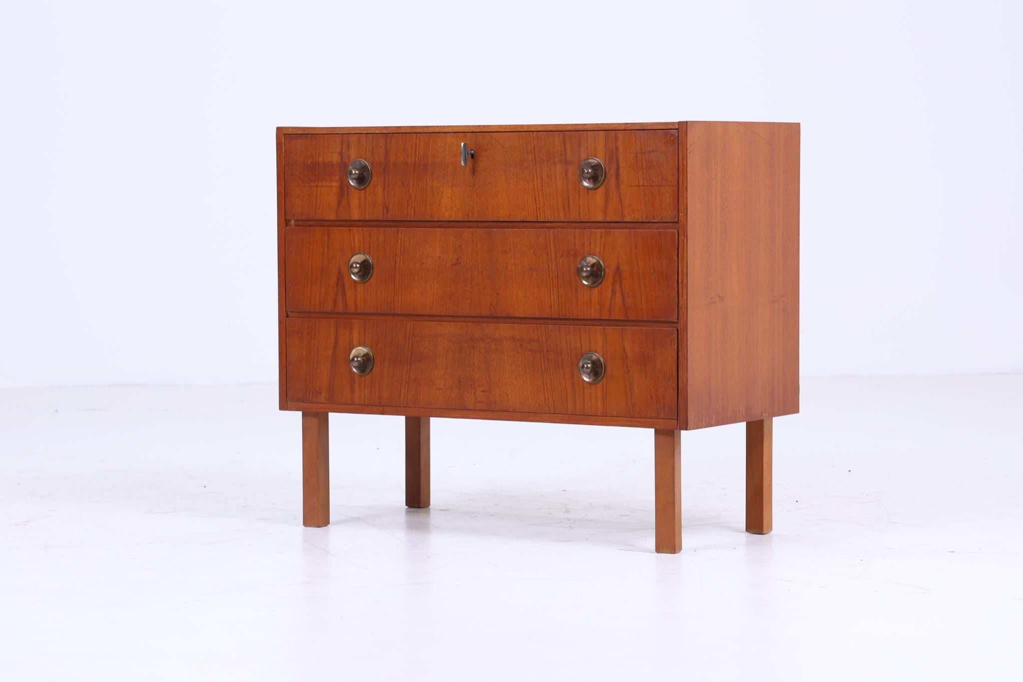 Stilvolle Teak Mid Century Kommode | Vintage Schubladen Schrank Holz Aufbewahrung