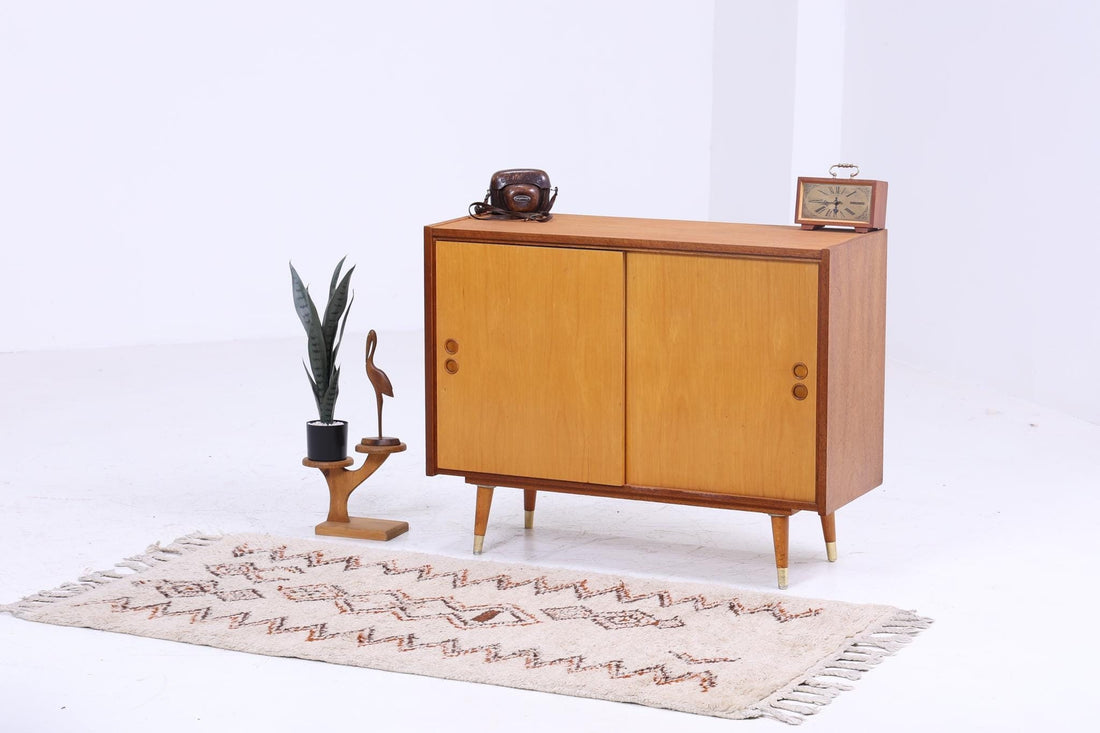 Wunderschöne Vintage Kommode 60er | Mid Century Schrank Vintage Flur Aufbewahrung Schiebetüren