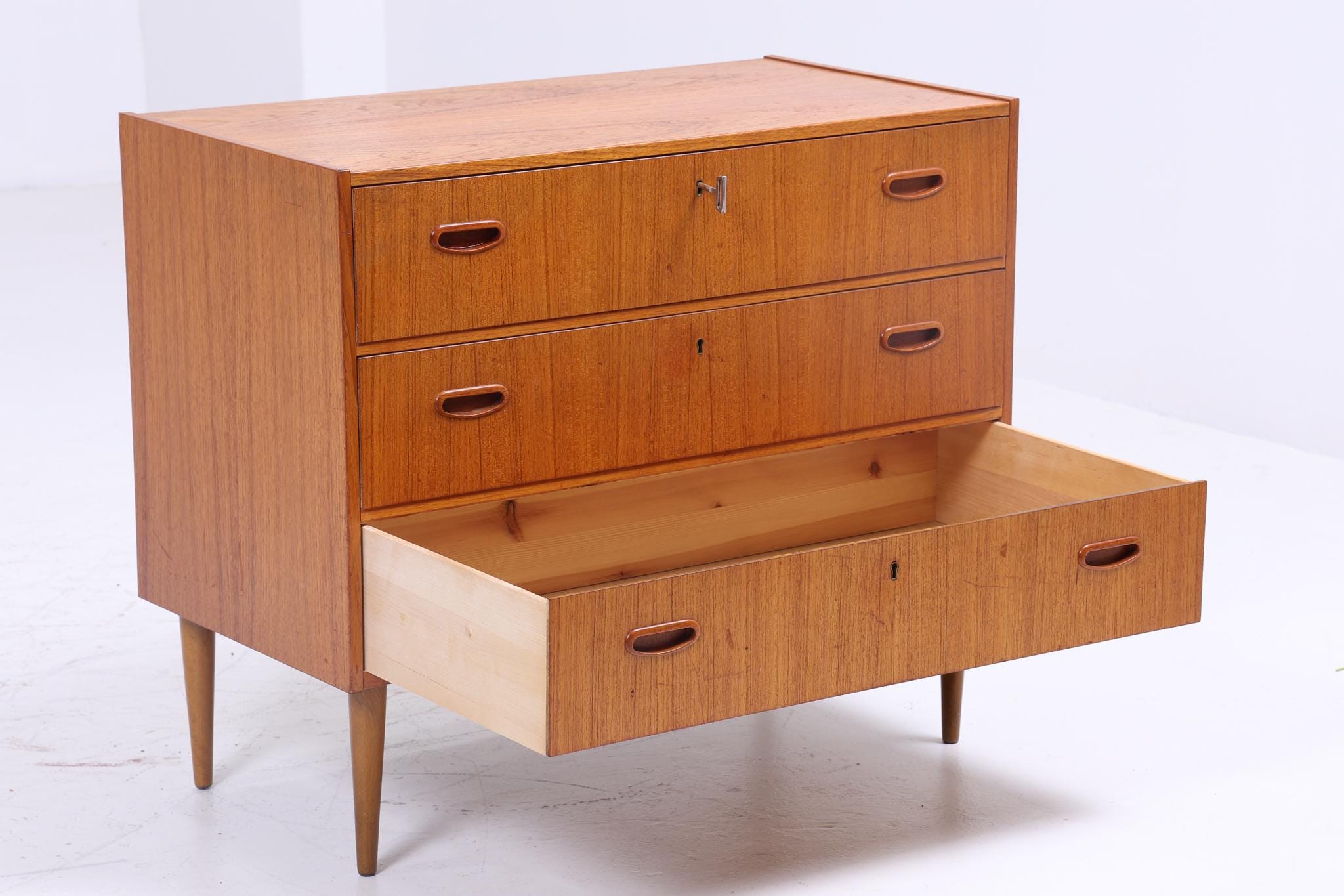 Vintage Teak Schubladen Kommode 60er Jahre | Mid Century Schrank Retro Holz Aufbewahrung