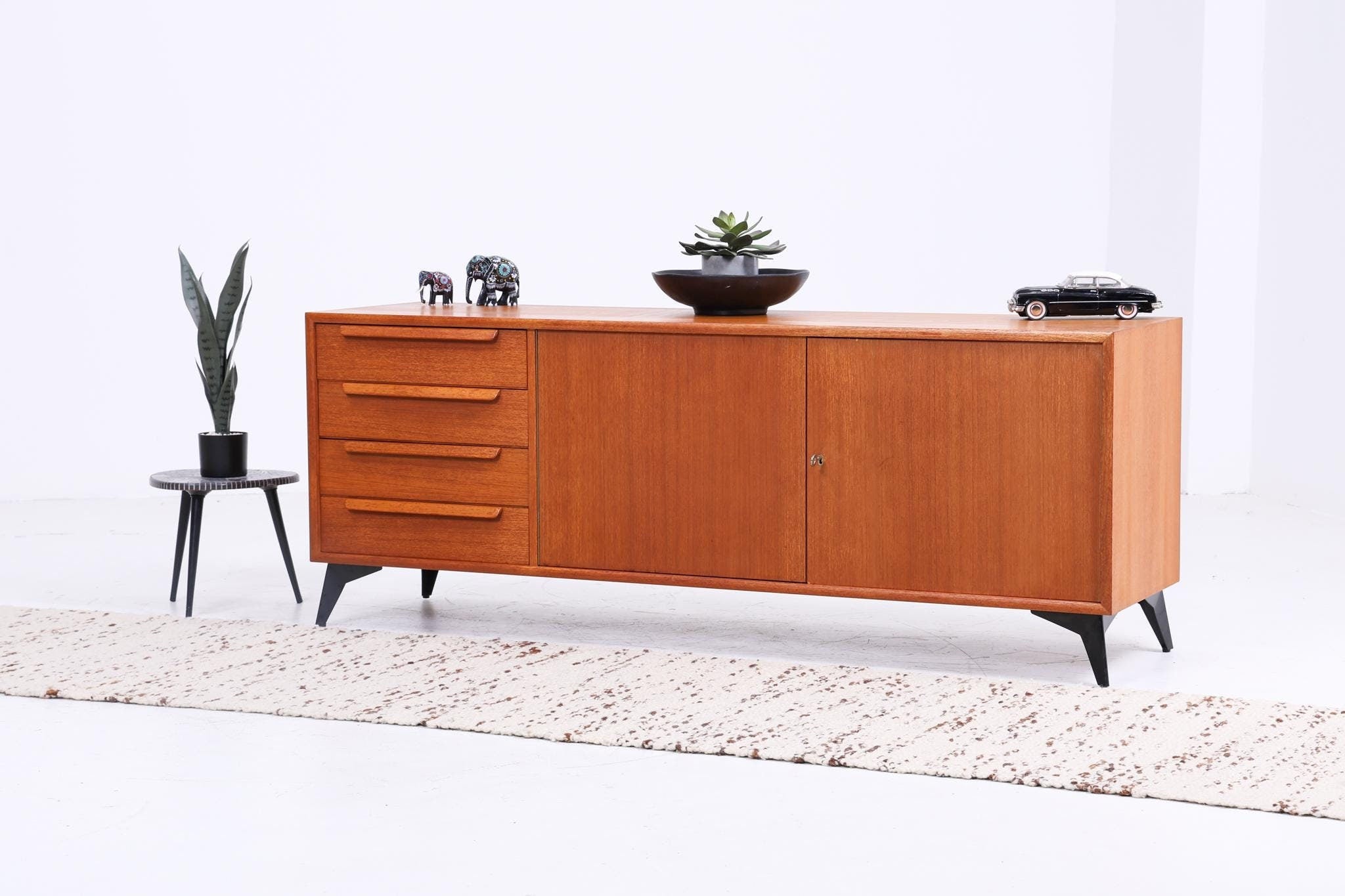 Vintage Teak Sideboard 60er Jahre | Mid Century Schrank Aufbewahrung Retro Holz