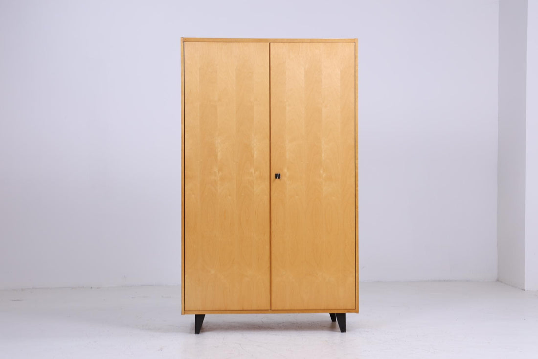 Heller Vintage Kleiderschrank | Mid Century Wäscheschrank | 60er Jahre Schrank | mit Kleiderstange &amp; Fächern 2|2