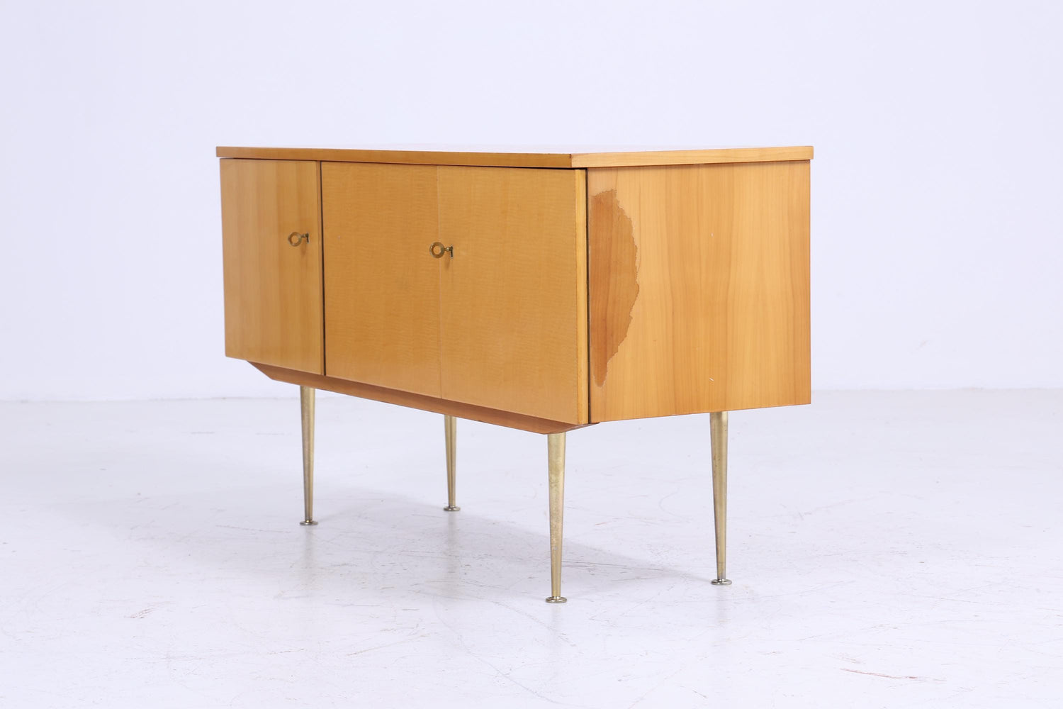 Vintage Kommode 60er Jahre | Mid Century TV Board Hochglanz Sideboard Retro | mit diversen Fächern | Aufbewahrung Holz