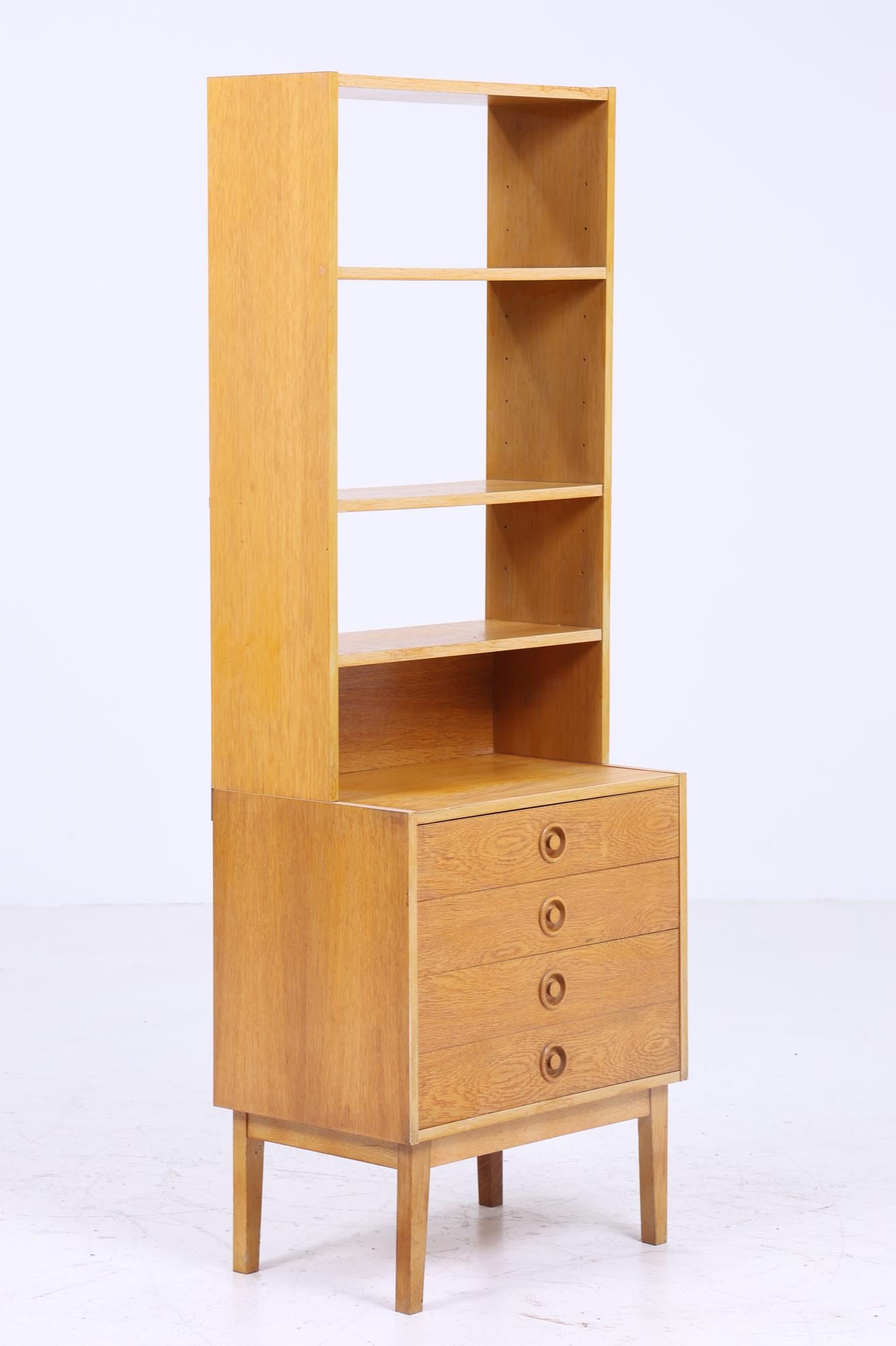 Helles Vintage Regal 60er Jahre | Mid Century Bücherregal Retro Schubladen Schrank Holz Aufbewahrung