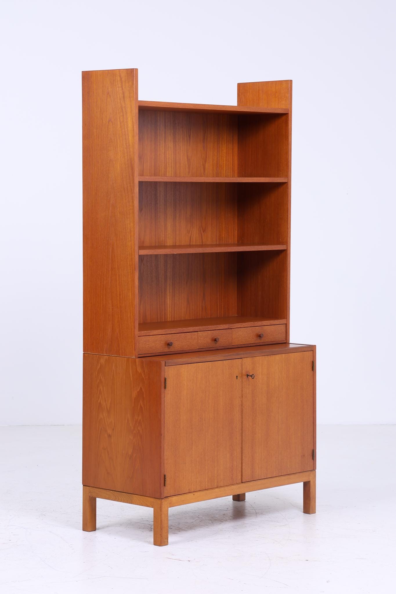 Vintage Teak Regal 60er Jahre | Mid Century Bücherregal Schreibtisch Sekretär Retro Holz Aufbewahrung 2/2