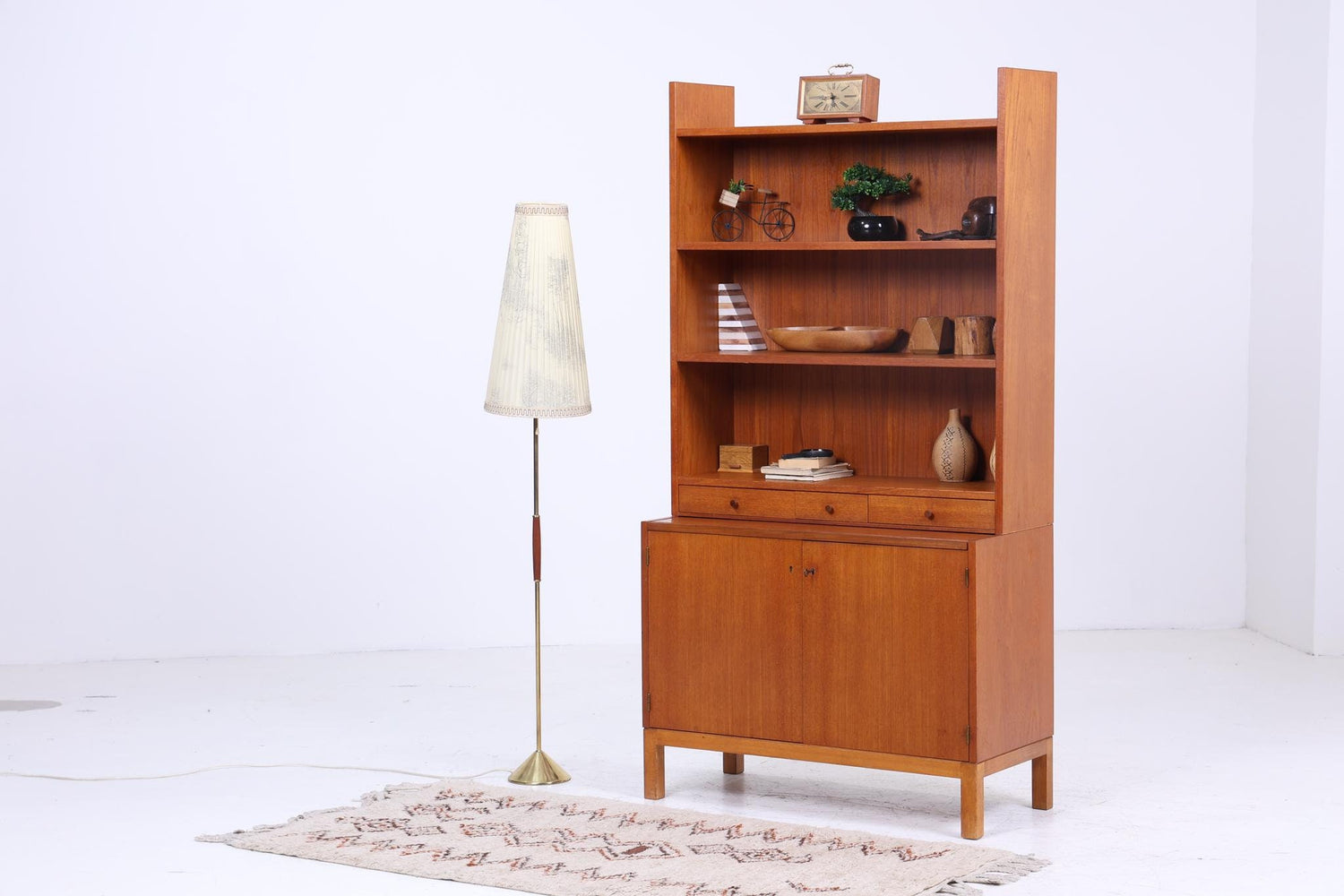 Vintage Teak Regal 60er Jahre | Mid Century Bücherregal Schreibtisch Sekretär Retro Holz Aufbewahrung 2/2