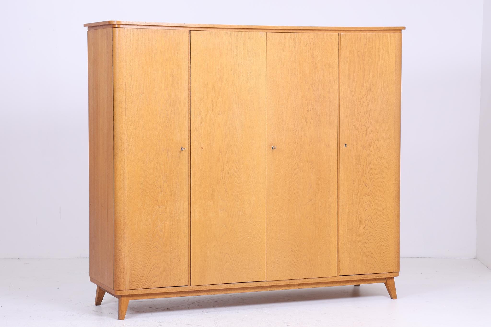 Vintage Kleiderschrank | Mid Century Schrank 60er Jahre Wäscheschrank mit 4 Türen