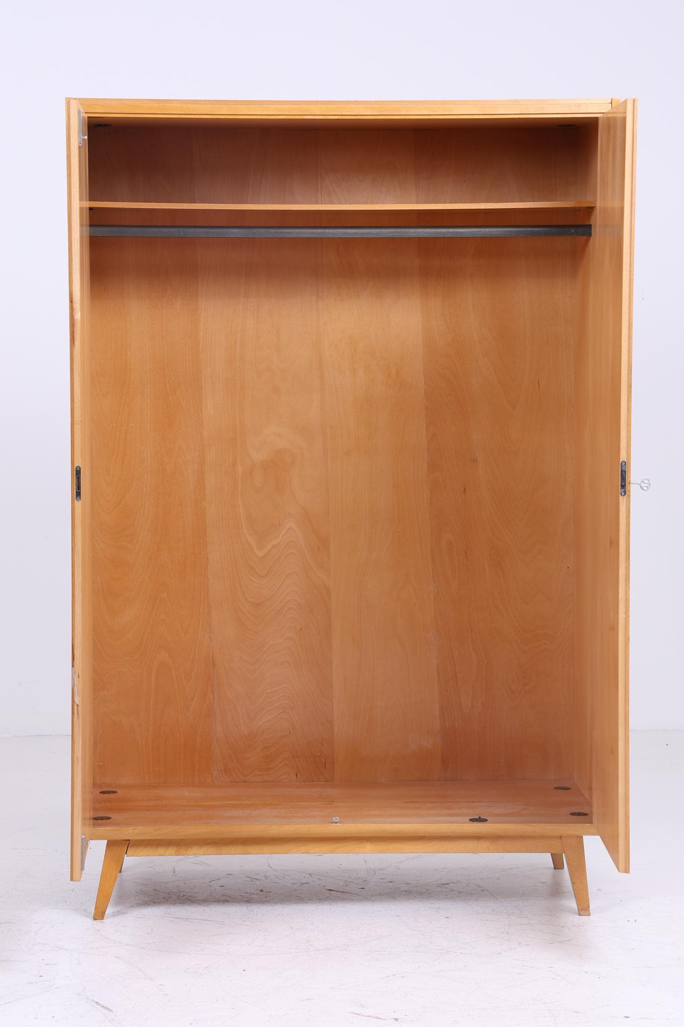 Vintage Kleiderschrank | Mid Century Wäscheschrank | 60er Jahre Schrank | mit Kleiderstange 1/2