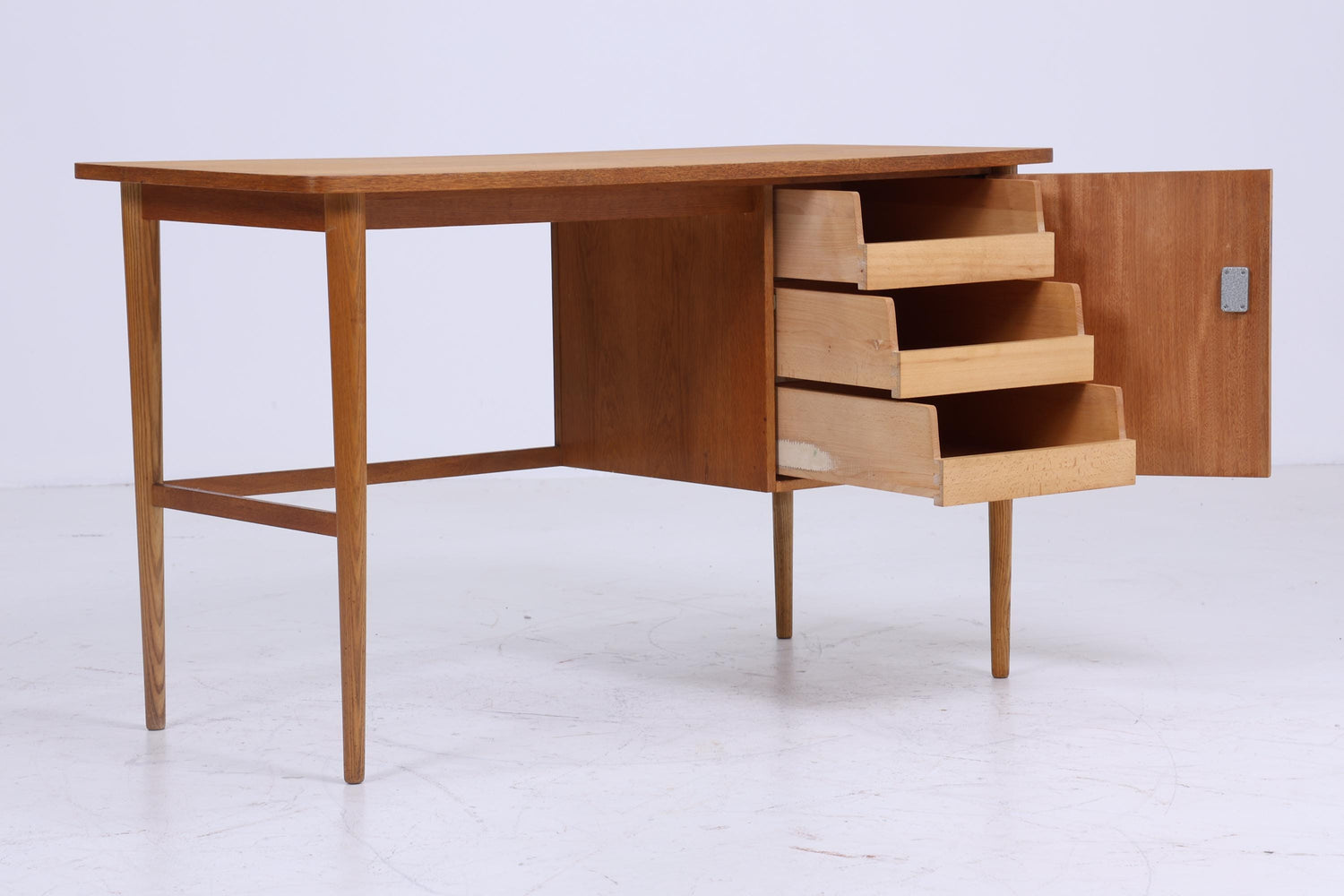 Wunderschöner Vintage Schreibtisch 60er Jahre | Mid Century Schultisch Arbeitstisch Bürotisch Schubladen Tisch Retro Holz