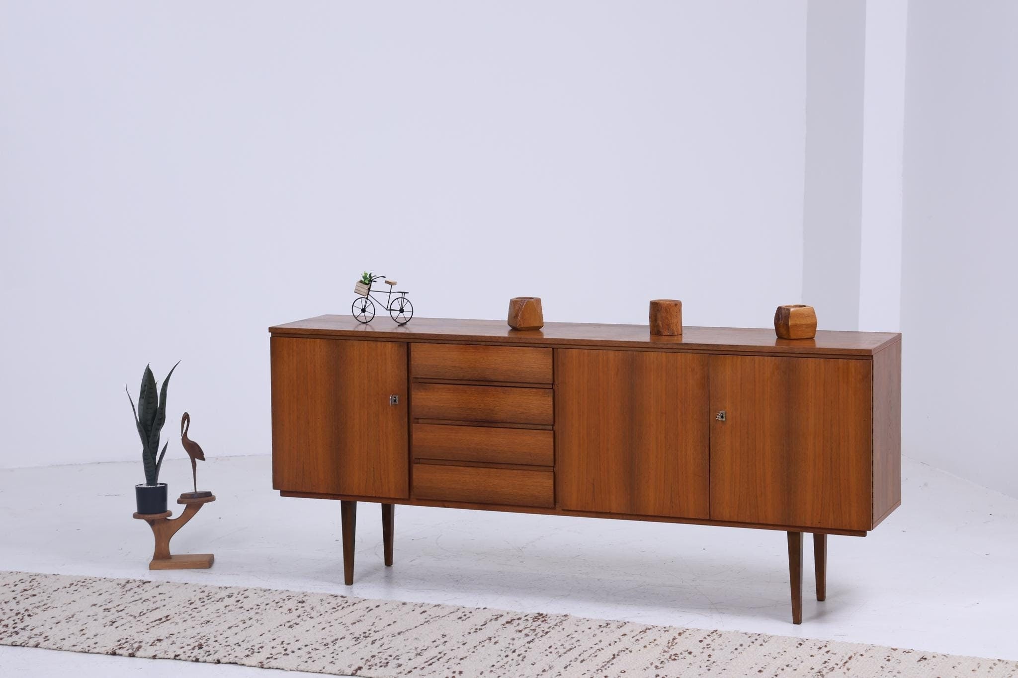 Vintage Sideboard 60er Jahre | Mid Century Schubladen Anrichte Holz Aufbewahrung