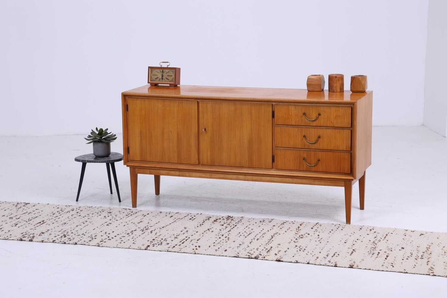 Vintage Sideboard 60er Jahre | Mid Century TV Board mit Schubladen Kommode Retro Holz Aufbewahrung