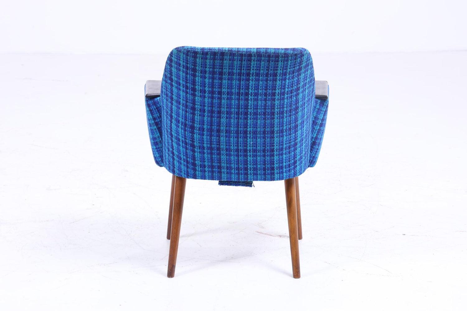 Blauer Vintage Armlehnstuhl 60er Jahre | Design Mid Century Sessel Retro Holz Wohnzimmer 70er