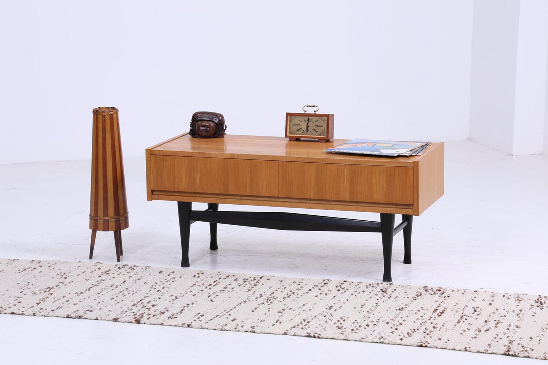 Vintage Schubladen Lowboard 60er Jahre | Kleine Mid Century Kommode TV Board Retro Aufbewahrung Holz Kommode