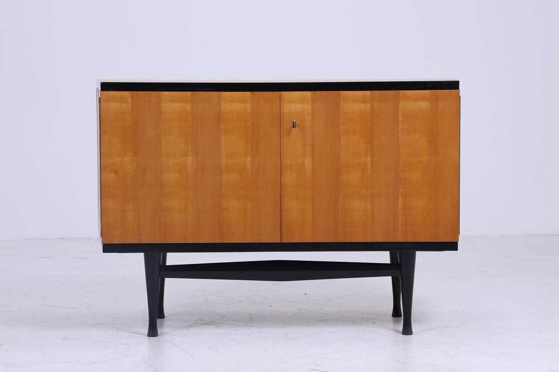 Trapezförmige Vintage Kommode 60er | Mid Century Schrank | Kleines Sideboard Retro Holz Aufbewahrung