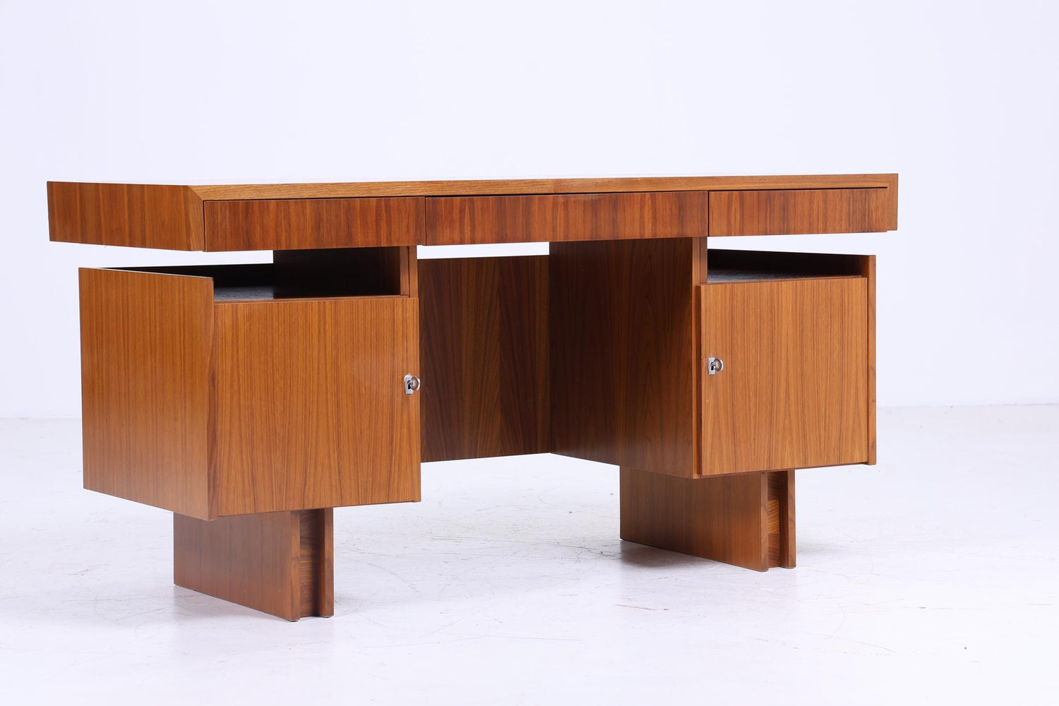 Vintage Schreibtisch 60er Jahre | Mid Century Arbeitstisch Bürotisch Schwebetisch Frei Tisch Retro Holz Design