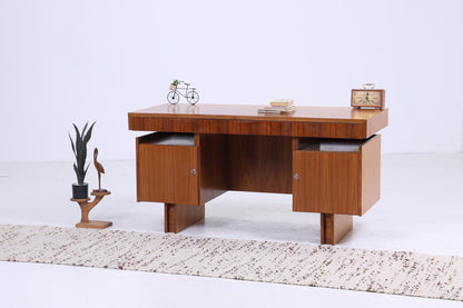 Vintage Schreibtisch 60er Jahre | Mid Century Arbeitstisch Bürotisch Schwebetisch Frei Tisch Retro Holz Design