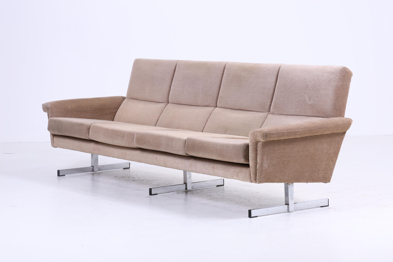 Vintage Stoff Sofa 60er Jahre | Mid Century Couch Lounge Retro 4 Sitzer