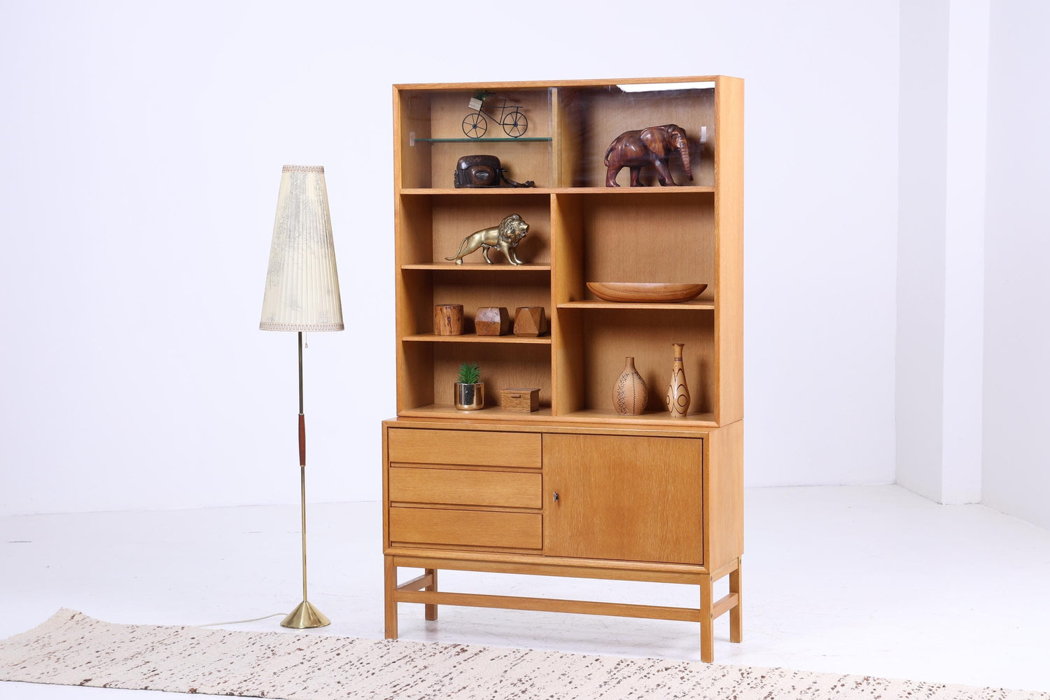 Vintage Eiche Regal 60er Jahre | Mid Century Bücherregal Kommode Retro Holz Aufbewahrung