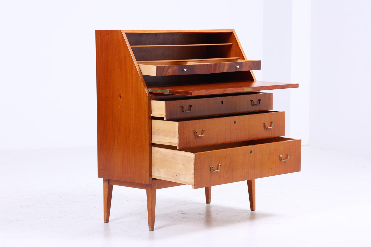 Vintage Teak Sekretär 60er Jahre | Mid Century Schreibtisch Schrank Barschrank Arbeitstisch Retro