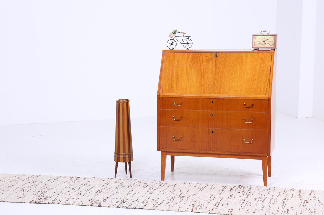 Vintage Teak Sekretär 60er Jahre | Mid Century Schreibtisch Schrank Barschrank Arbeitstisch Retro