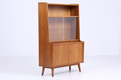 Vintage Eiche Vitrine aus den 60ern | Retro Glas Schrank Bücherregal Holz Aufbewahrung