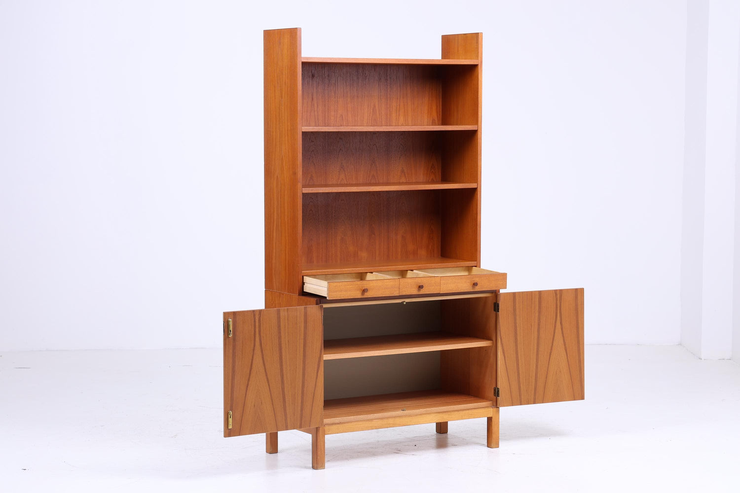 Vintage Teak Regal 60er Jahre | Mid Century Bücherregal Schreibtisch Sekretär Retro Holz Aufbewahrung