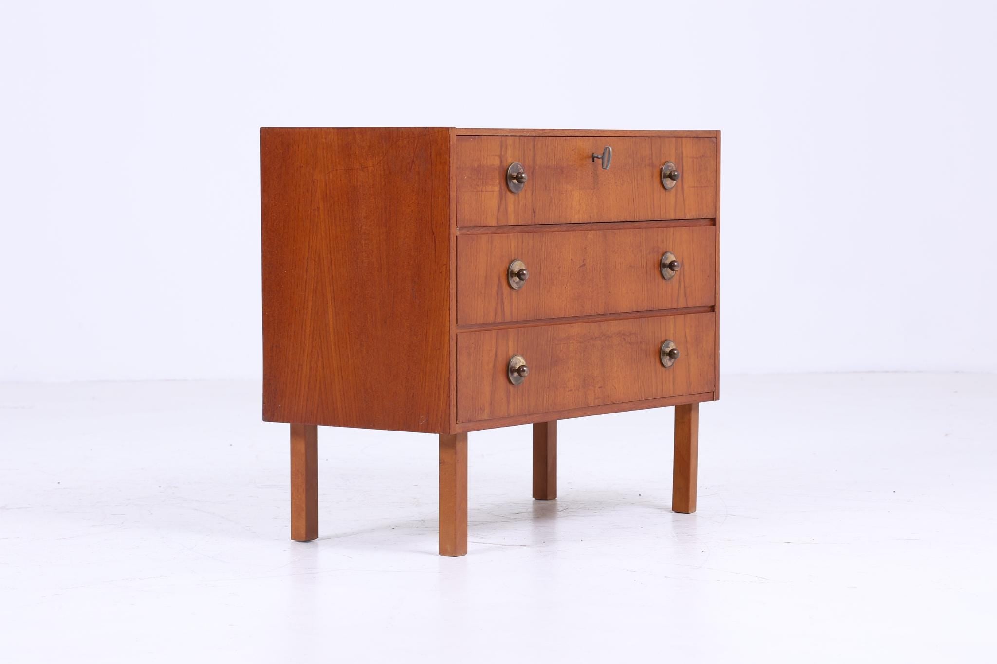 Stilvolle Teak Mid Century Kommode | Vintage Schubladen Schrank Holz Aufbewahrung