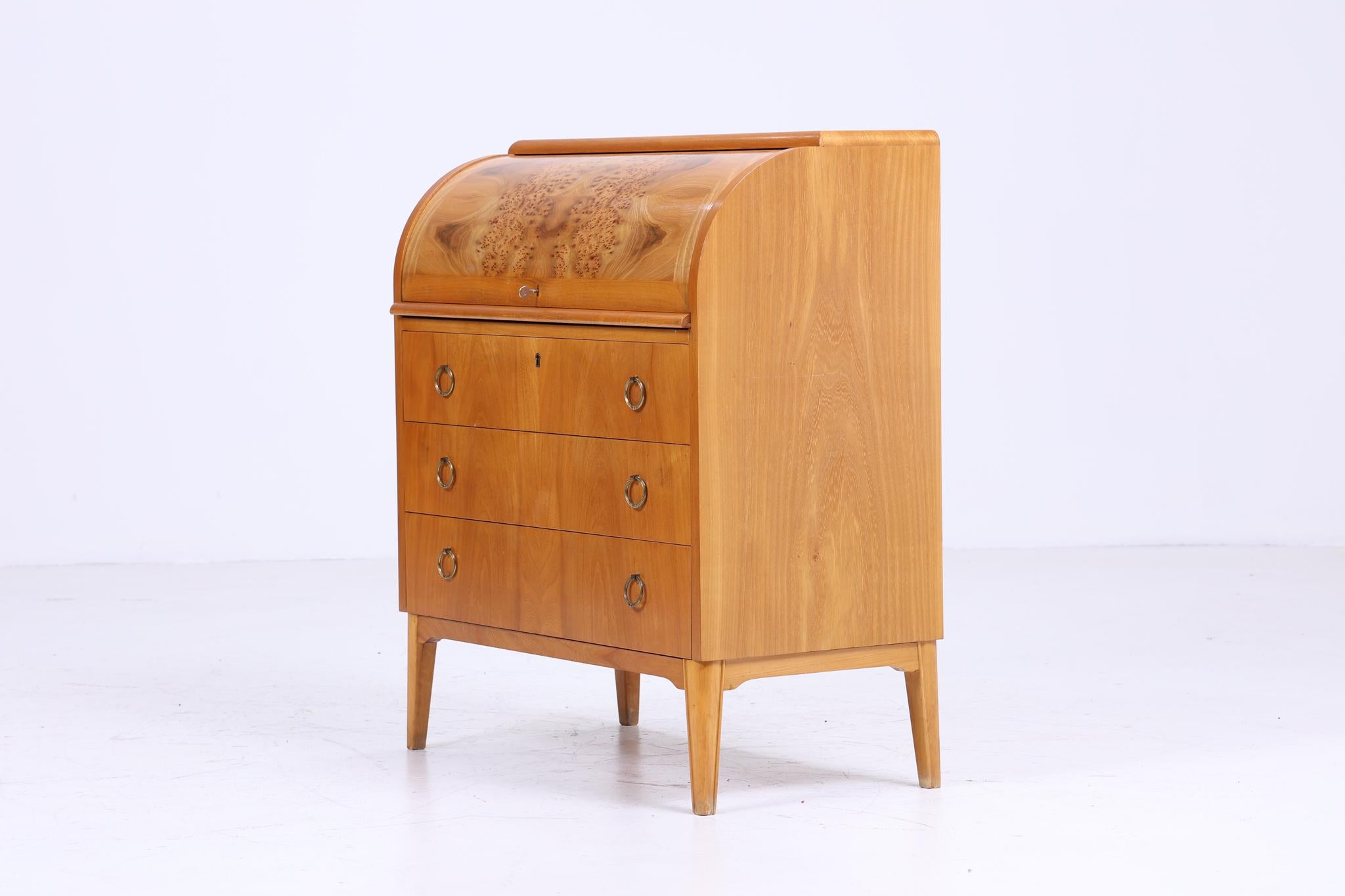 Vintage Rollladen Sekretär 60er Jahre | Mid Century Schreibtisch Schrank Arbeitstisch Retro Holz Aufbewahrung