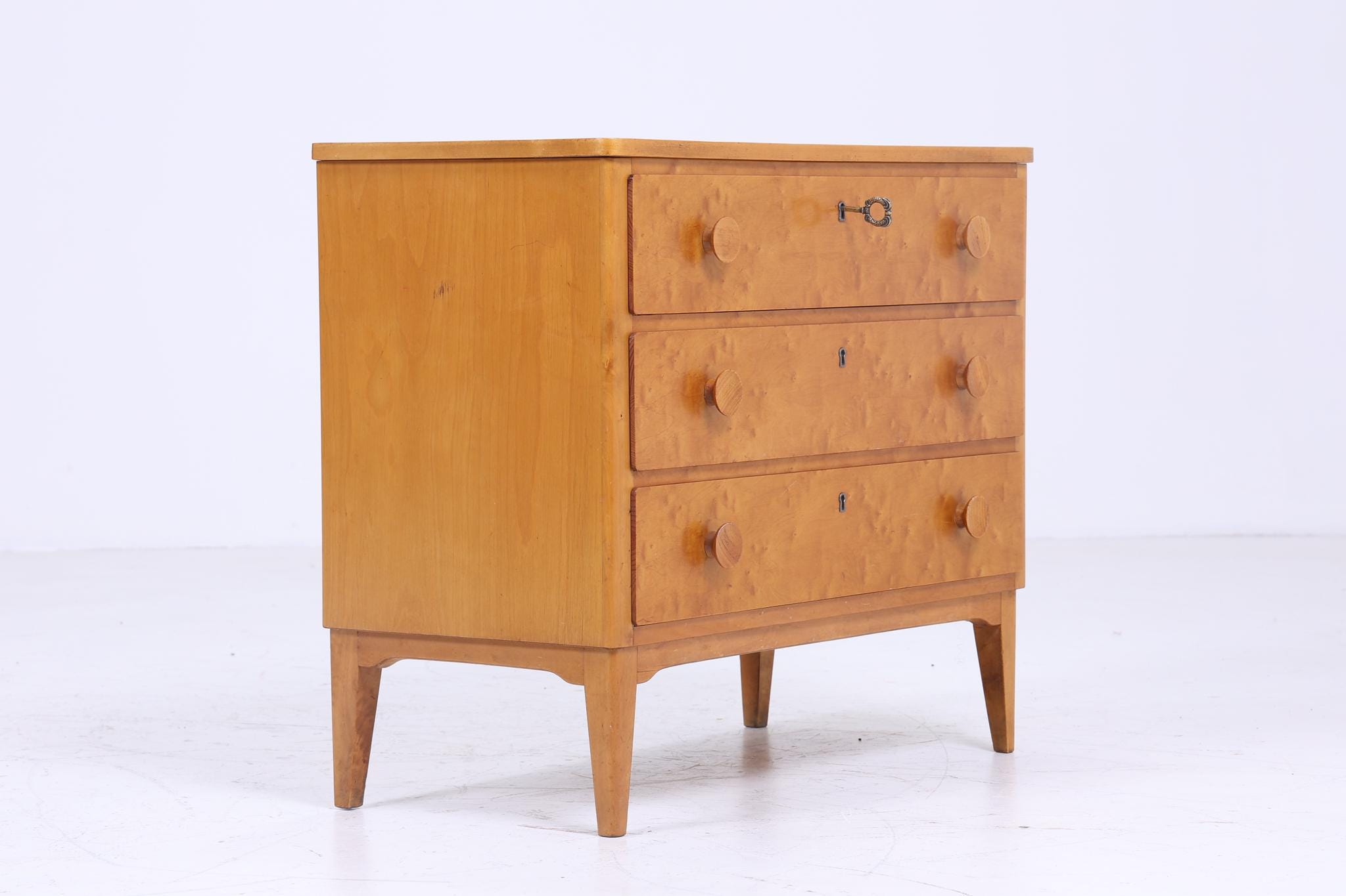 Schubladen Kommode | Mid Century Schubladen Schrank | Vintage 60er Jahre Aufbewahrung runde Griffe