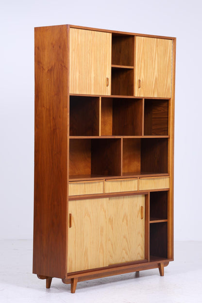 XXL Vintage Regal 60er Jahre | Mid Century Bücherregal Großer Retro Schrank Holz Aufbewahrung