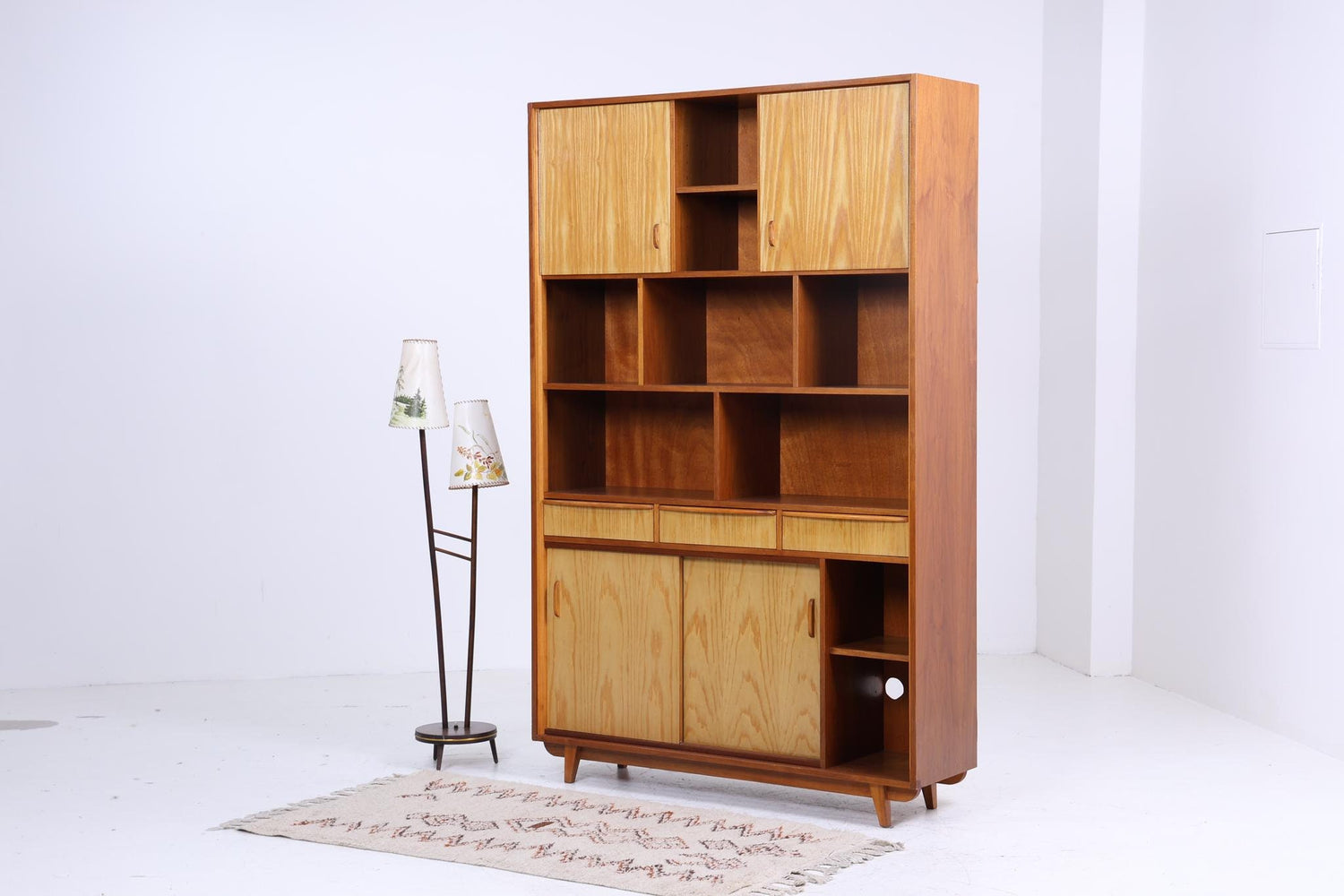 XXL Vintage Regal 60er Jahre | Mid Century Bücherregal Großer Retro Schrank Holz Aufbewahrung