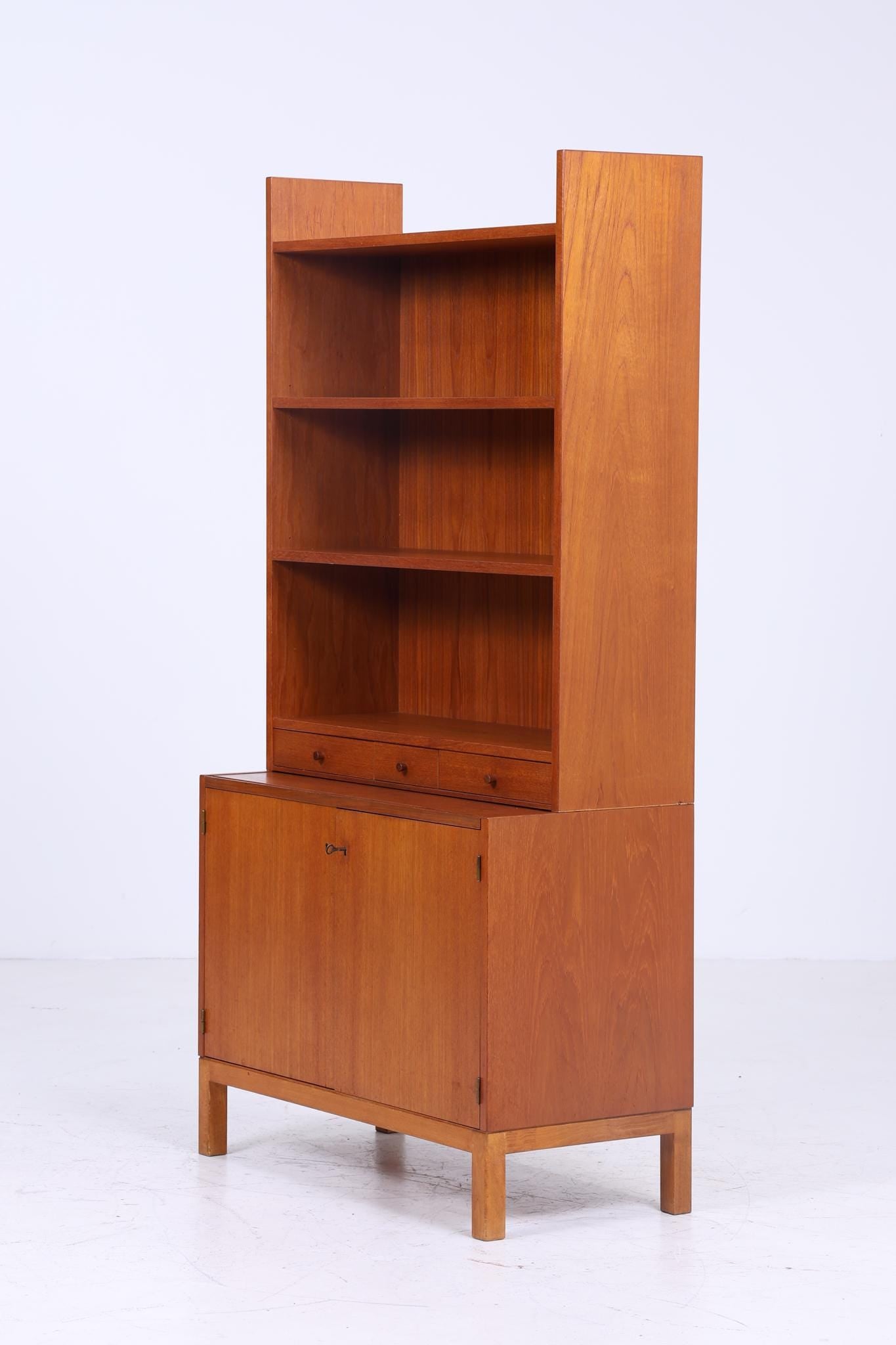 Vintage Teak Regal 60er Jahre | Mid Century Bücherregal Schreibtisch Sekretär Retro Holz Aufbewahrung 2/2