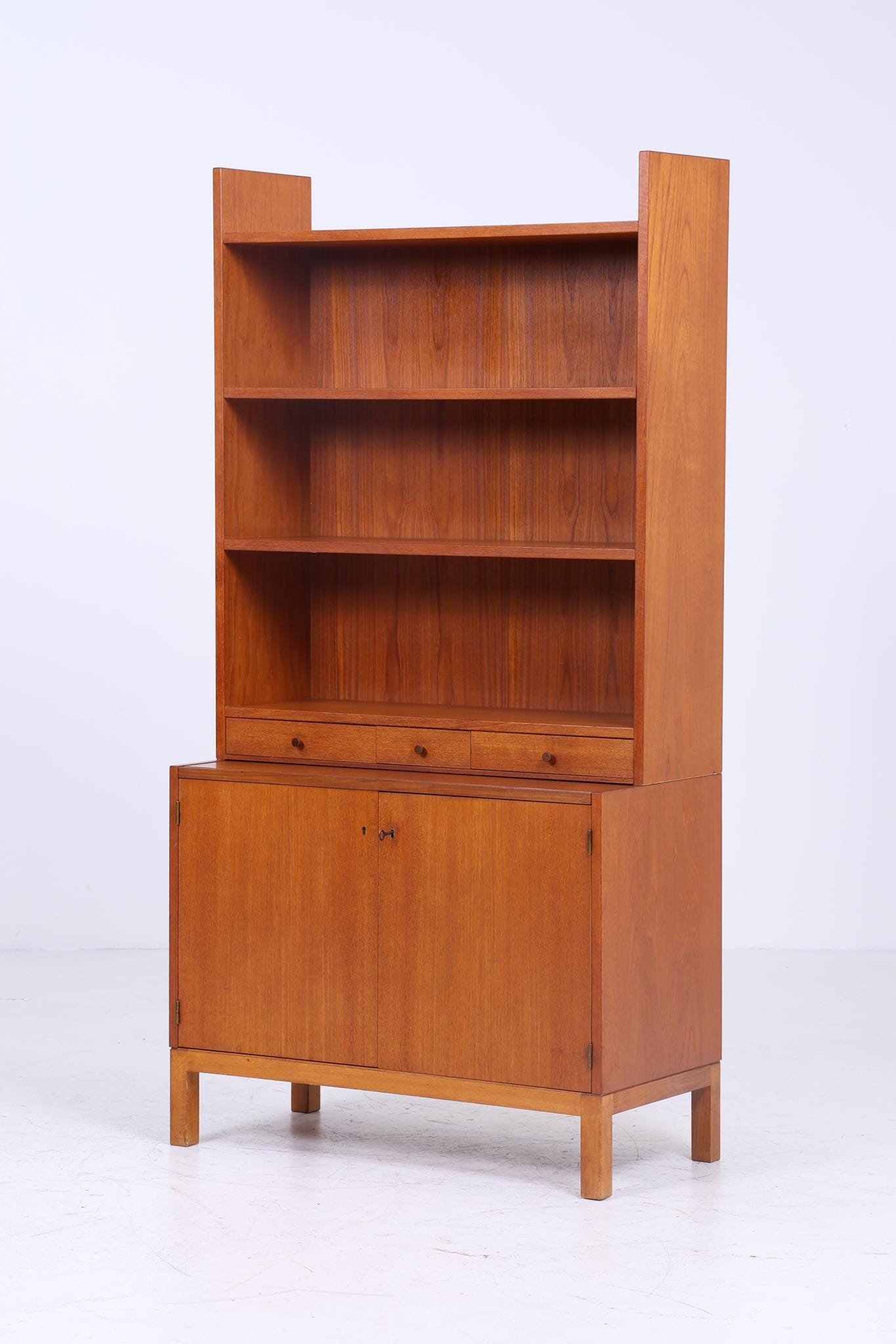 Vintage Teak Regal 60er Jahre | Mid Century Bücherregal Schreibtisch Sekretär Retro Holz Aufbewahrung 2/2