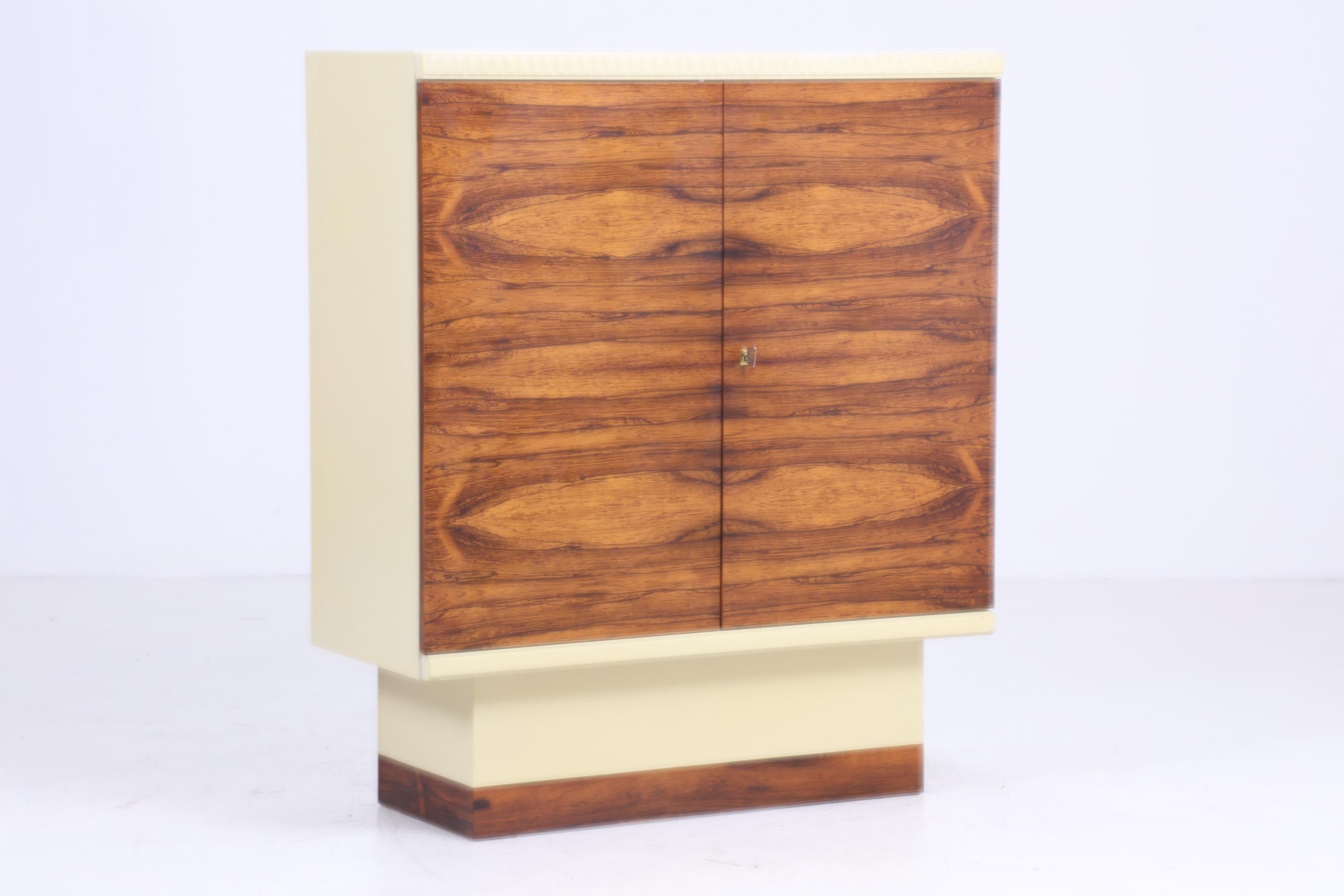 Vintage Palisander Fächerschrank 70er Jahre | Mid Century Wäscheschrank Schrank Retro Holz Aufbewahrung