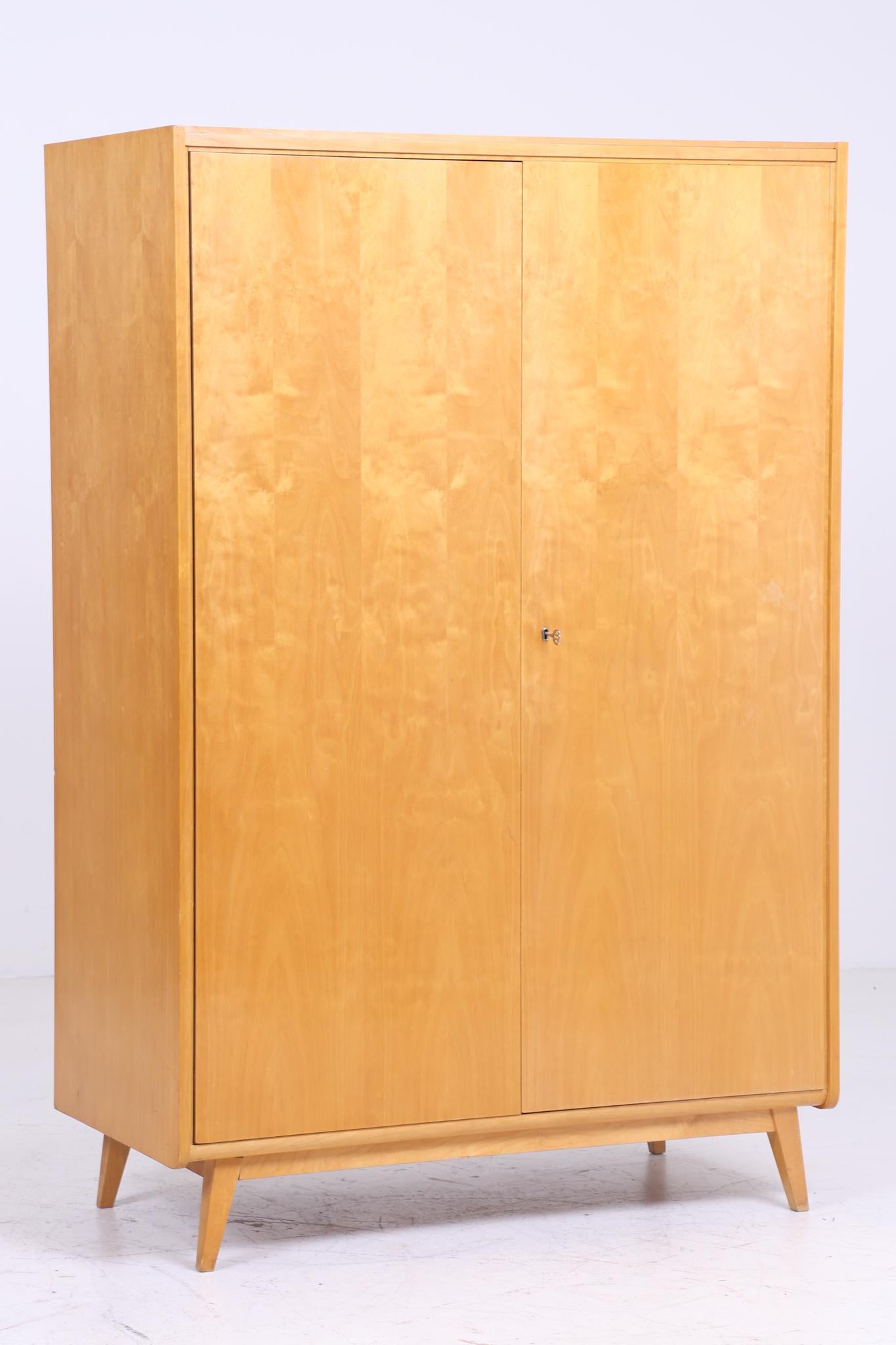 Vintage Kleiderschrank | Mid Century Wäscheschrank | 60er Jahre Schrank | mit Kleiderstange 1/2